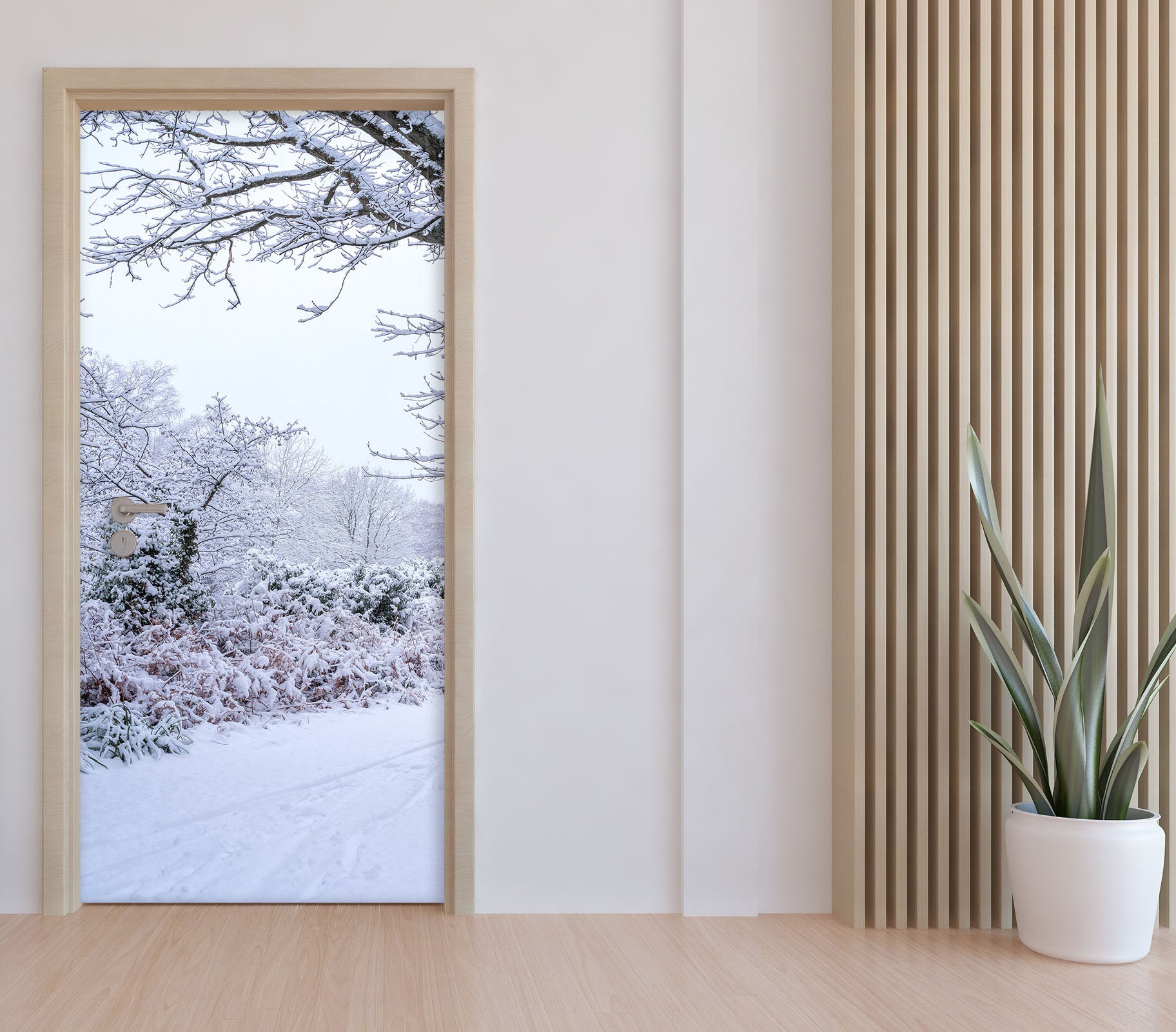 3D Snow Grass Trees 106204 Assaf Frank Door Mural