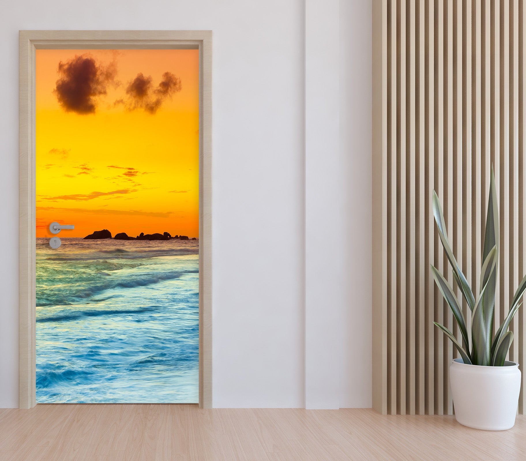 3D Sea Sunset Glow 22015 Door Mural