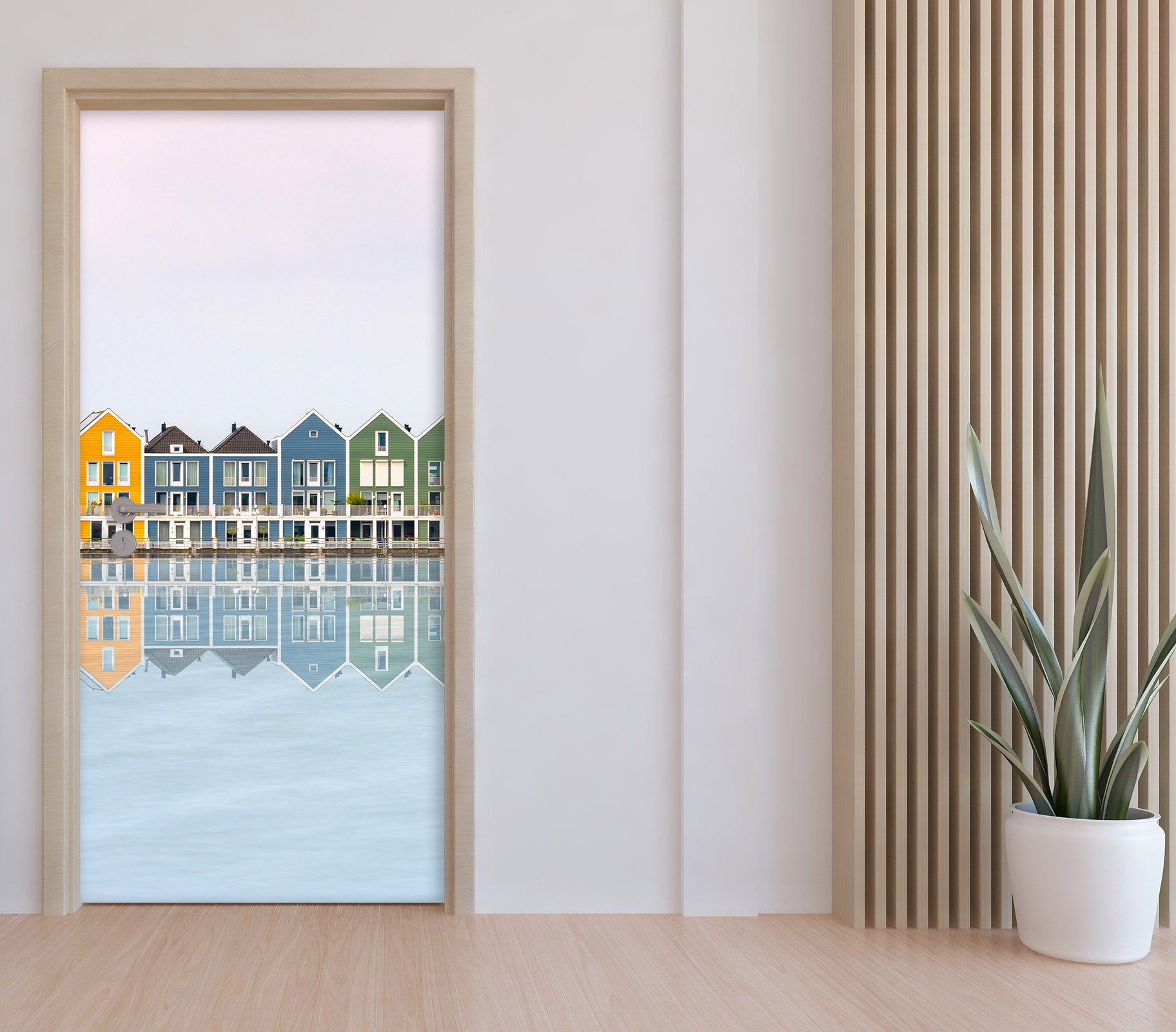 3D Colorful Houses Shadow 11462 Marco Carmassi Door Mural