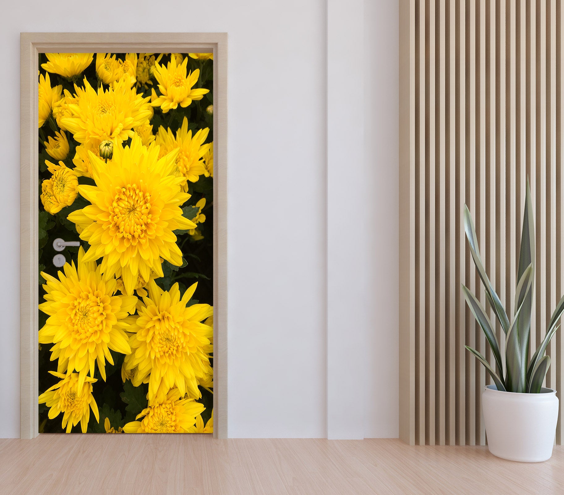 3D Yellow Chrysanthemum 25204 Door Mural