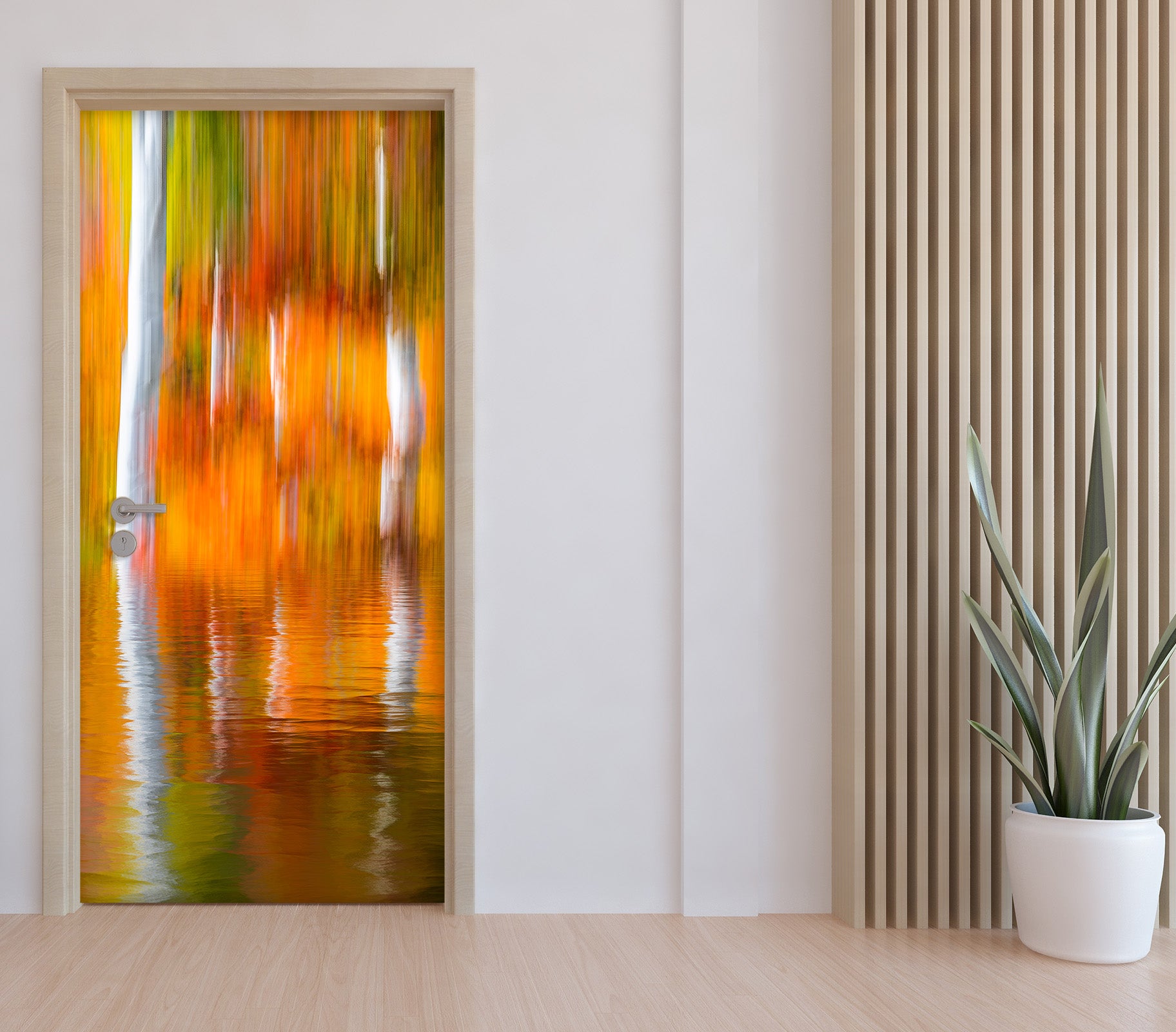 3D Orange Reflection 12028 Marco Carmassi Door Mural