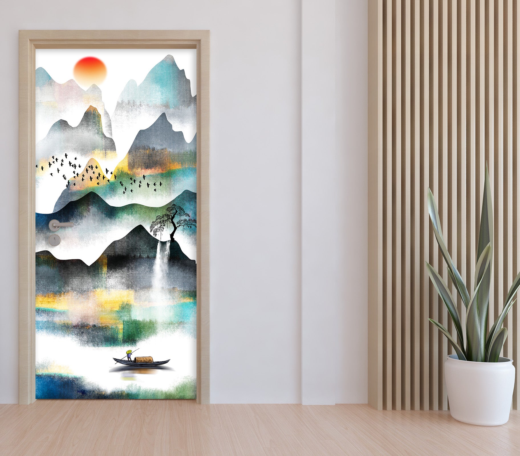 3D Mountain River 21216 Door Mural