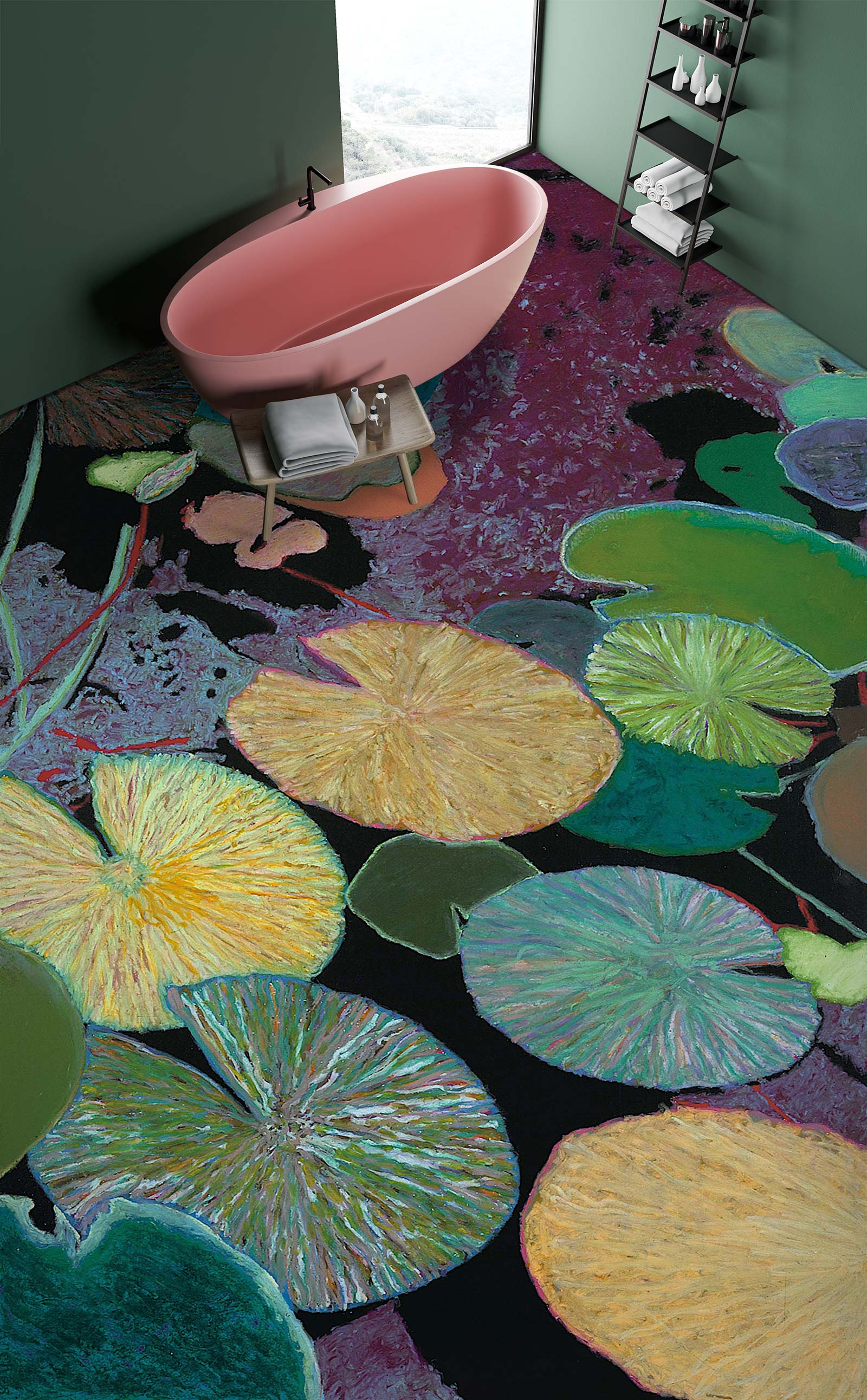 3D Lotus Leaf Pattern 96125 Allan P. Friedlander Floor Mural