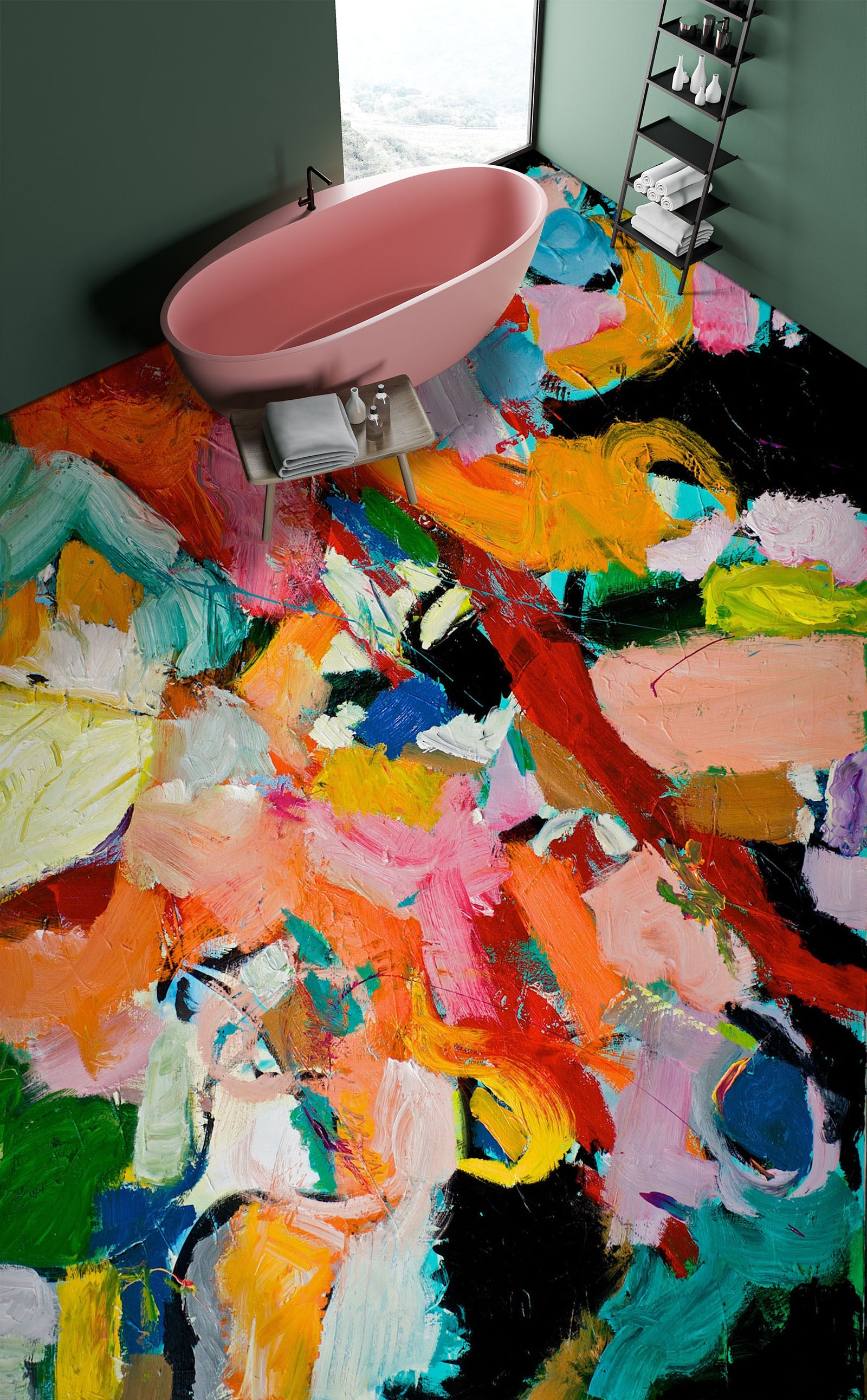 3D Colorful Pigment Brush Pattern 9941 Allan P. Friedlander Floor Mural