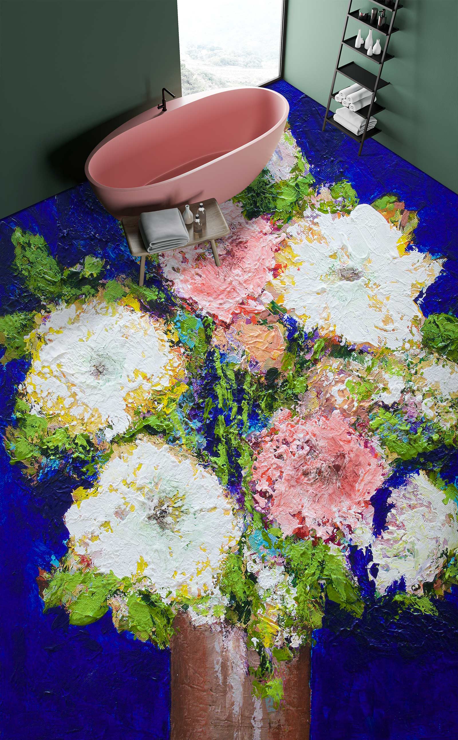 3D Flowers Vase Painting 9698 Allan P. Friedlander Floor Mural