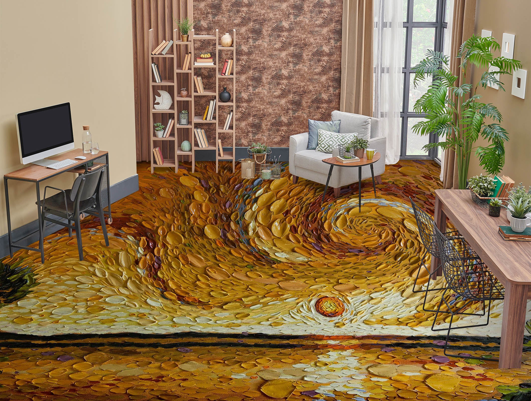 3D Yellow Sky Sun 102161 Dena Tollefson Floor Mural