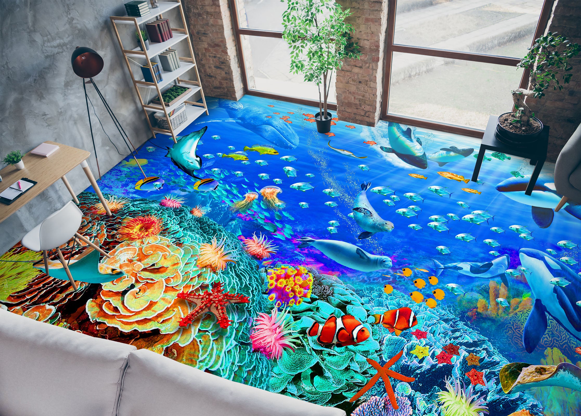3D Seabed Fish 98164 Adrian Chesterman Floor Mural