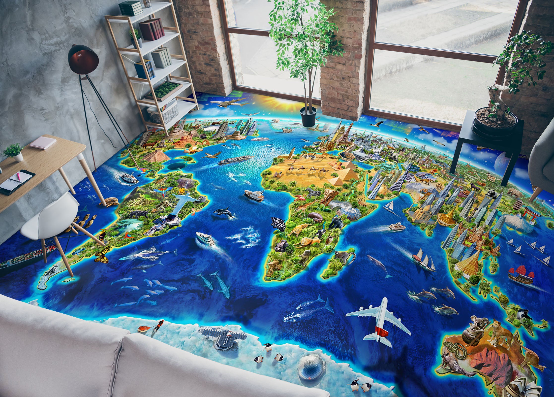 3D Earth Map 98169 Adrian Chesterman Floor Mural