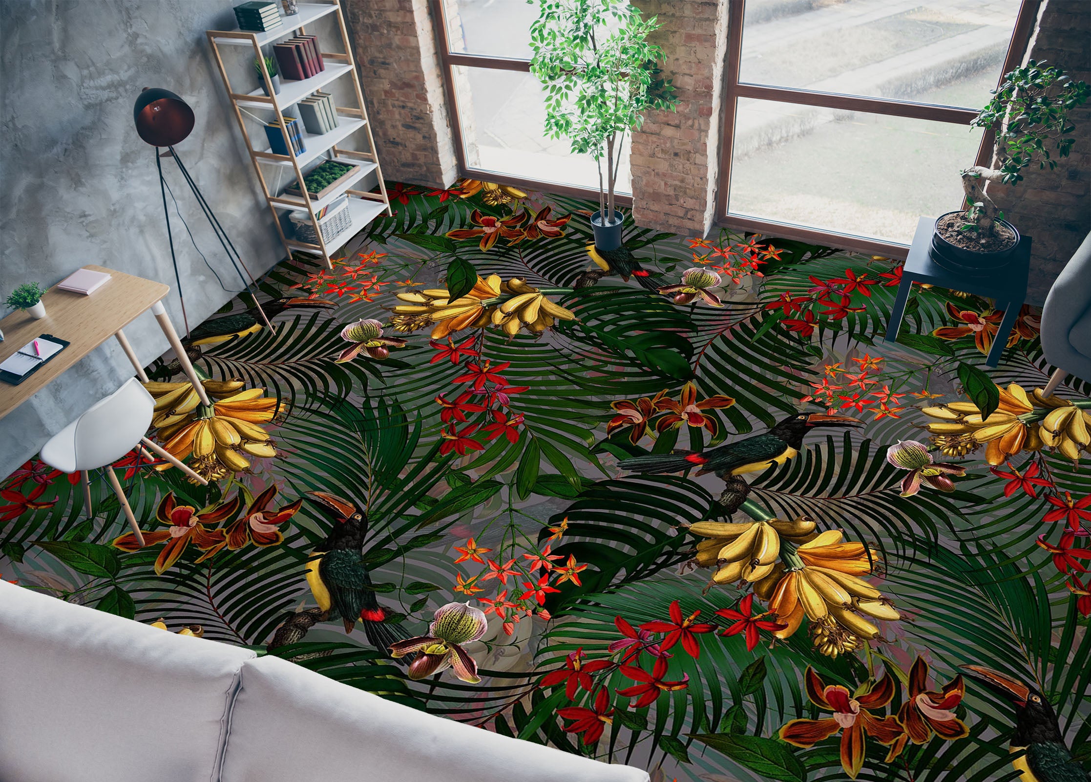3D Leaves 99186 Uta Naumann Floor Mural