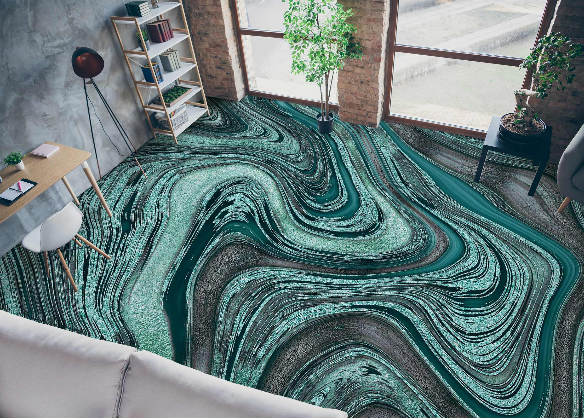 3D Green Texture Pattern 102138 Andrea Haase Floor Mural