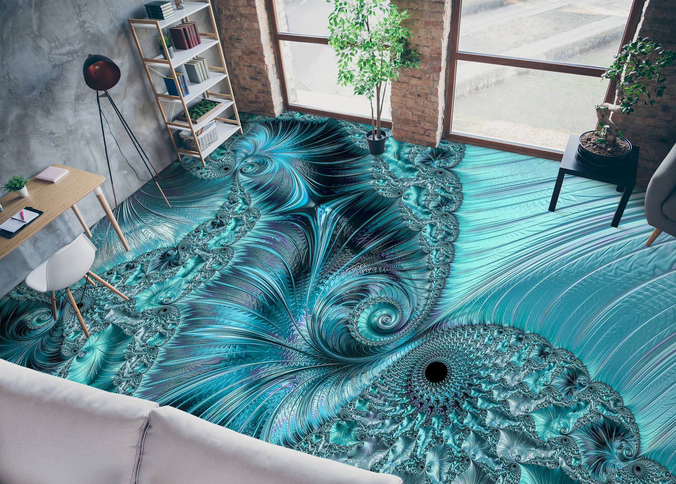 3D Blue Pattern Thread 102145 Andrea Haase Floor Mural