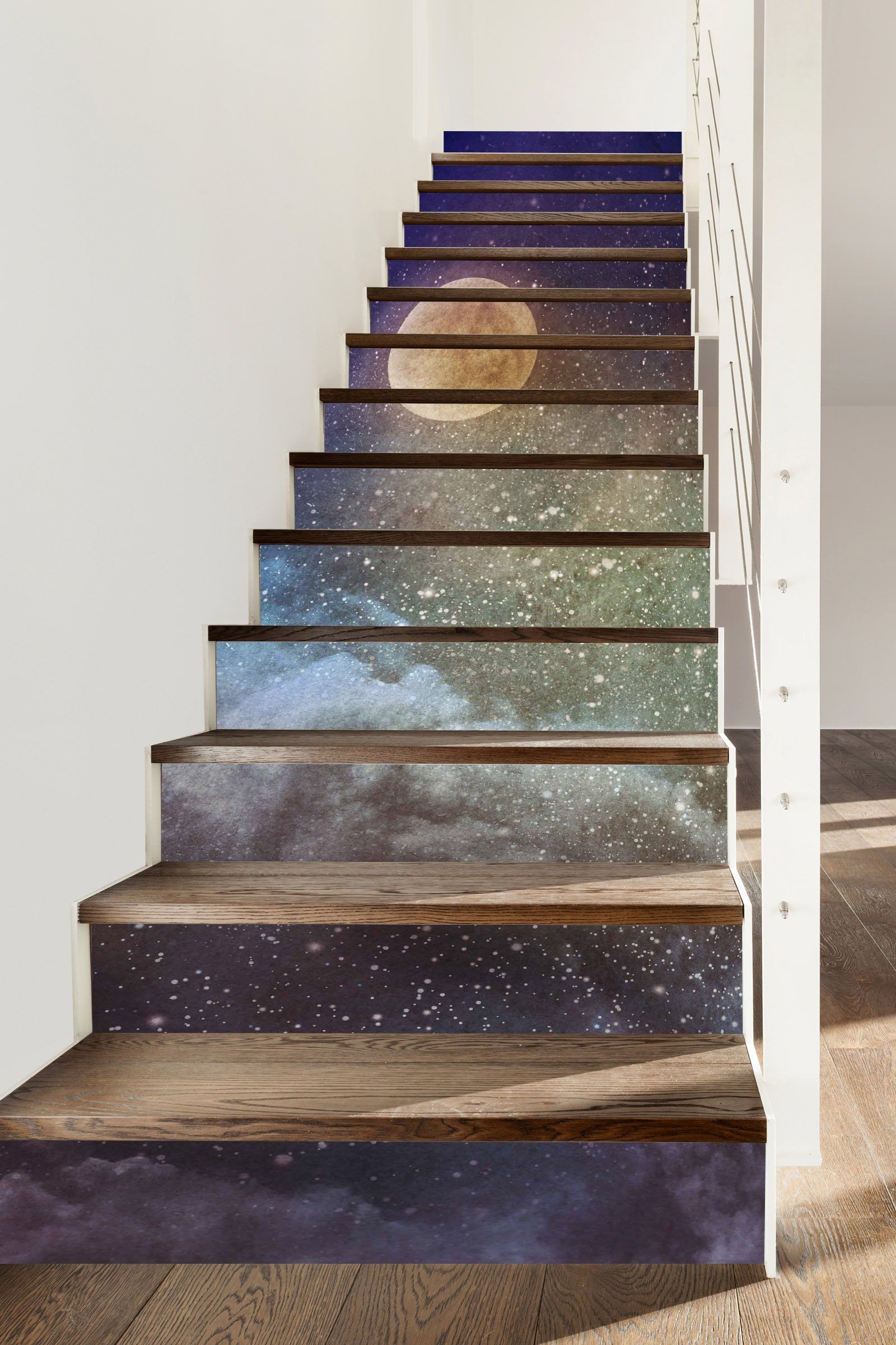 3D Night Sky 9435 Stair Risers Wallpaper AJ Wallpaper 
