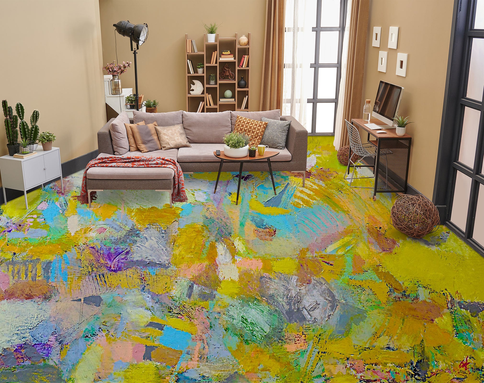 3D Yellow-Green Pigment 9508 Allan P. Friedlander Floor Mural