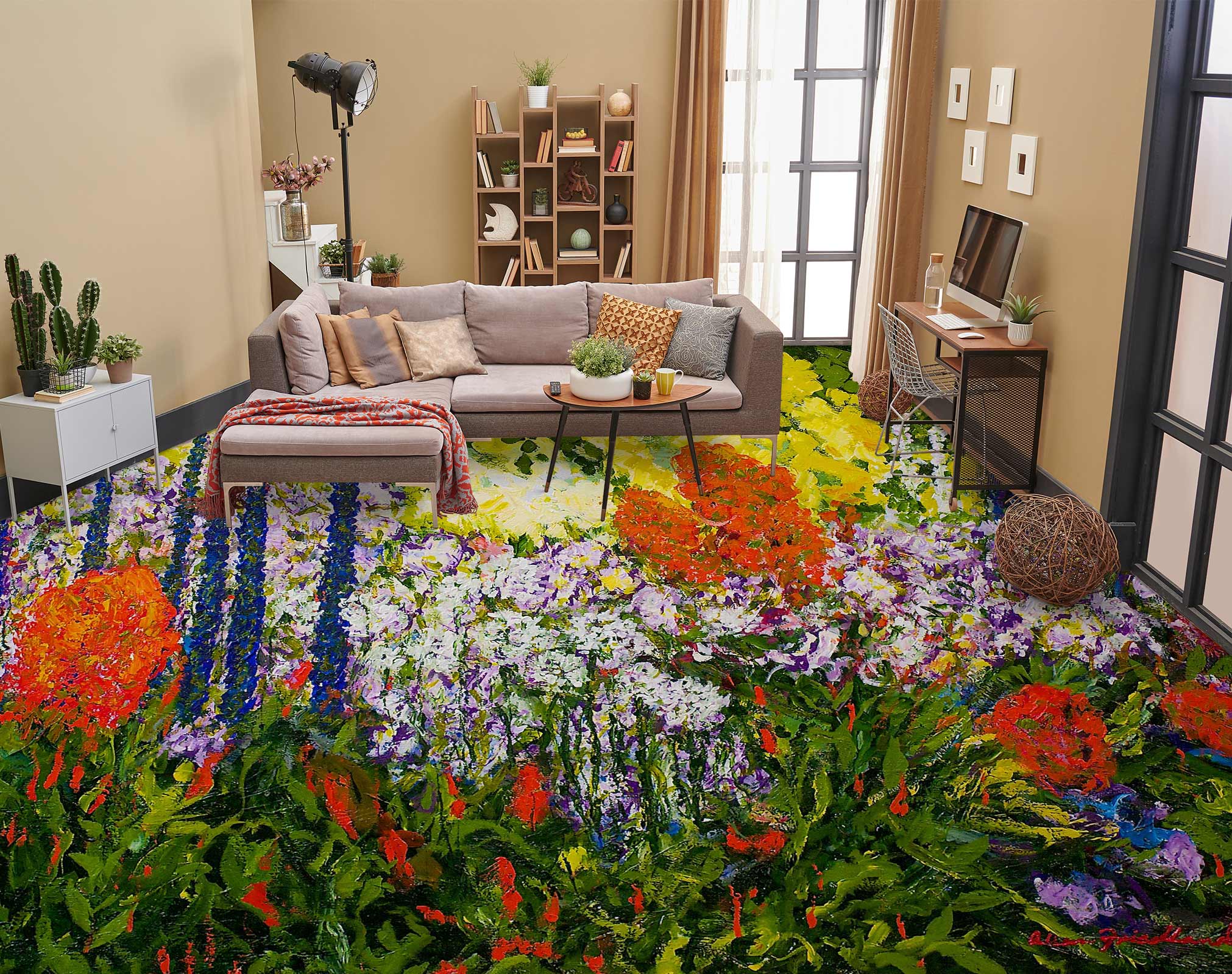3D Flower Bush 9605 Allan P. Friedlander Floor Mural