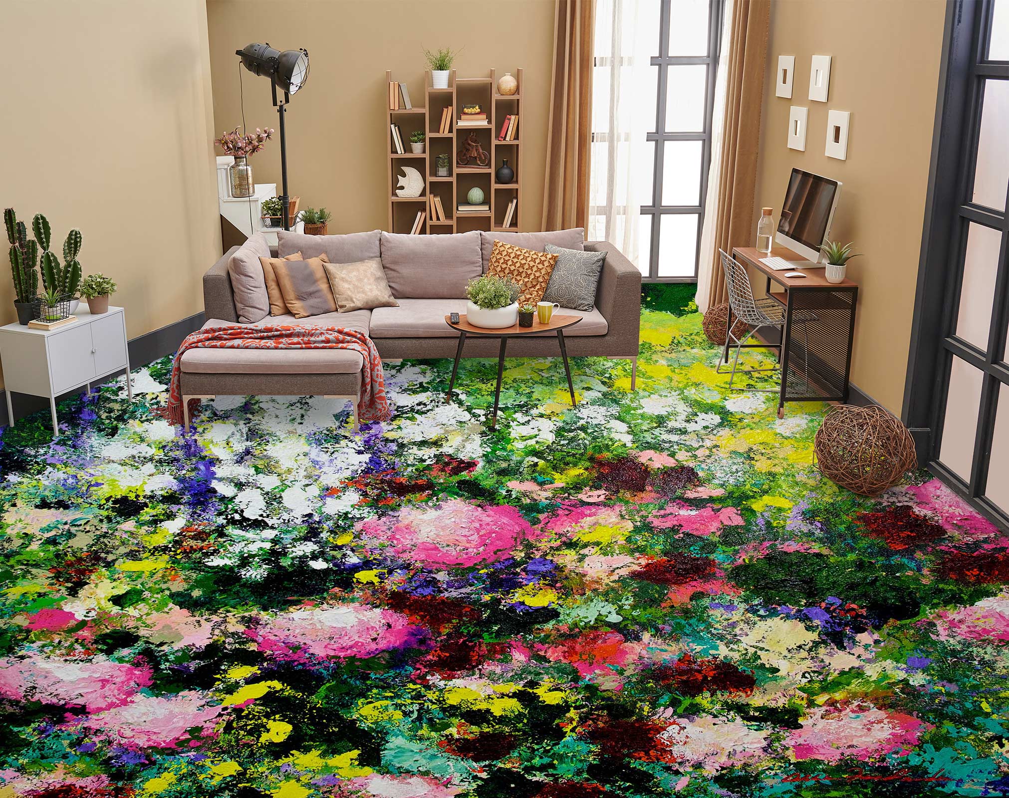 3D Colorful Flowers Clump 9630 Allan P. Friedlander Floor Mural