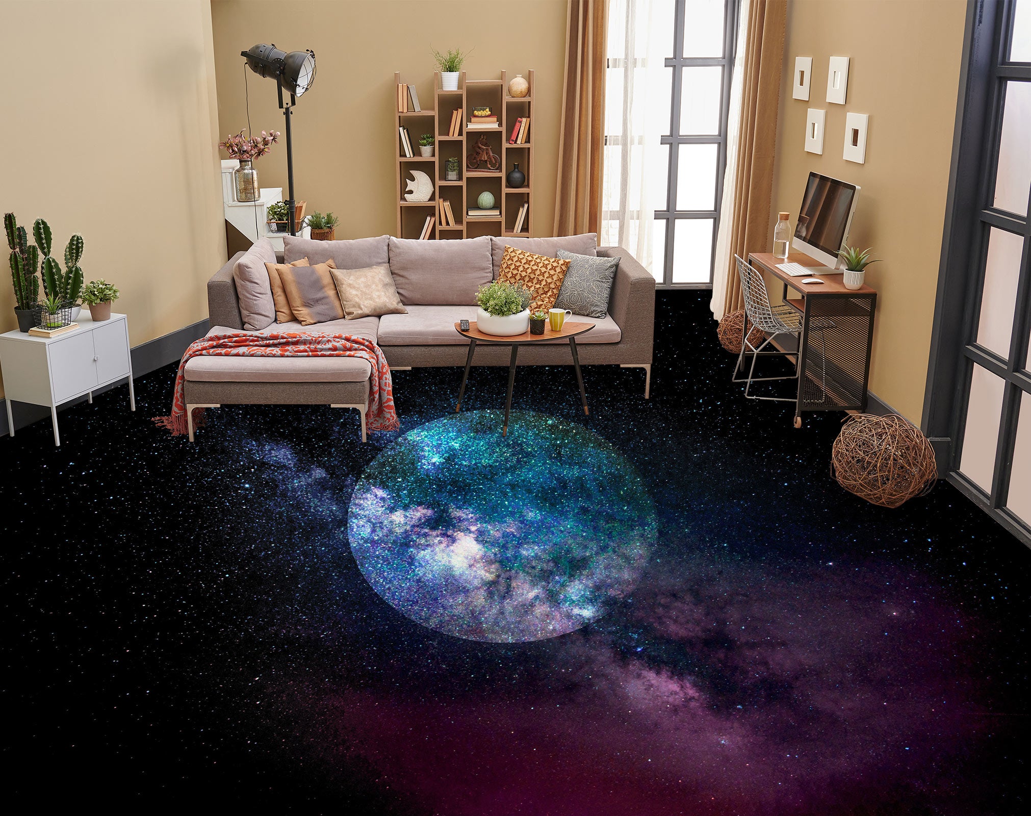3D Starry Sky Moon 102146 Andrea Haase Floor Mural