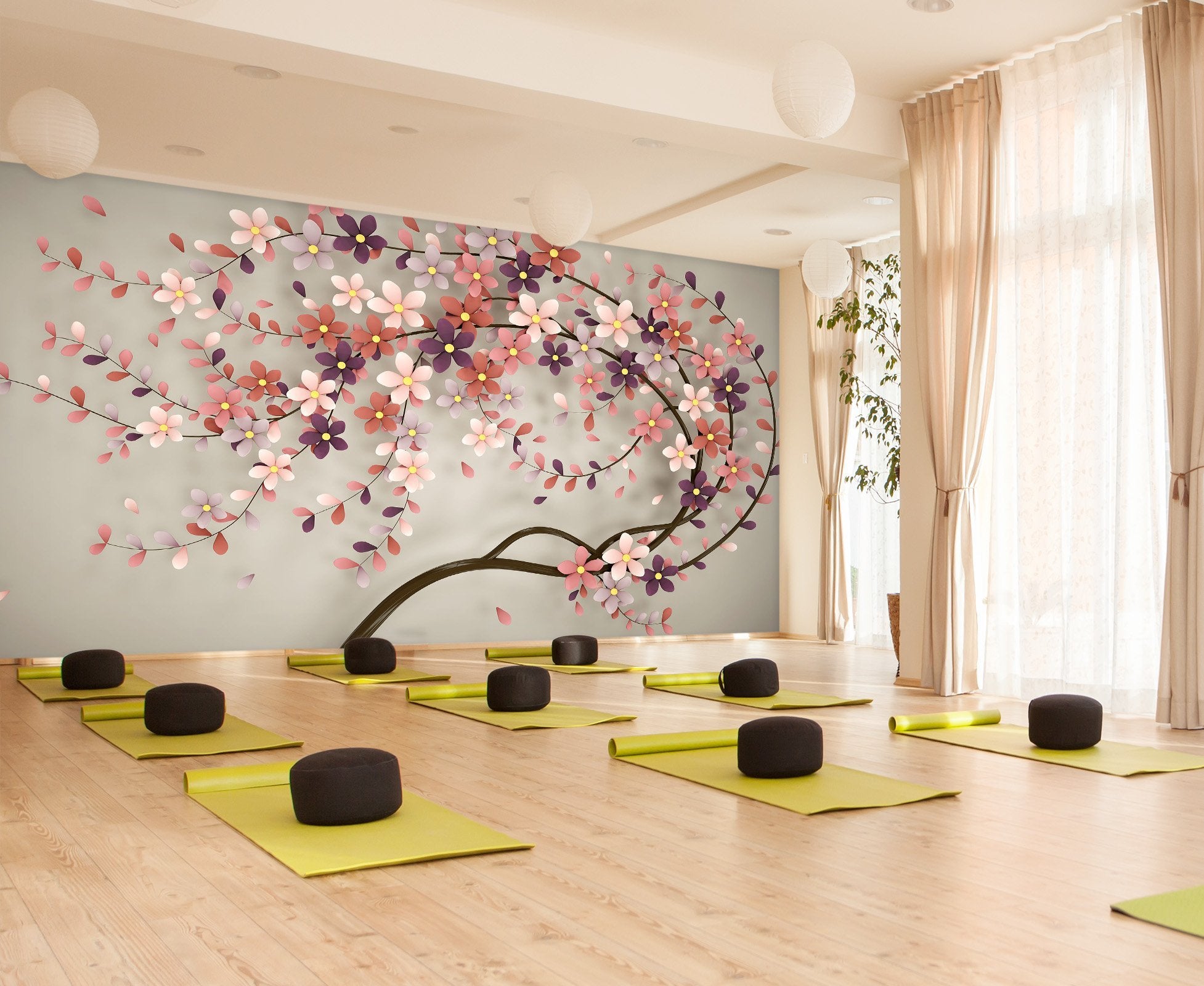 3D pink flower tree 09 Wall Murals Wallpaper AJ Wallpaper 