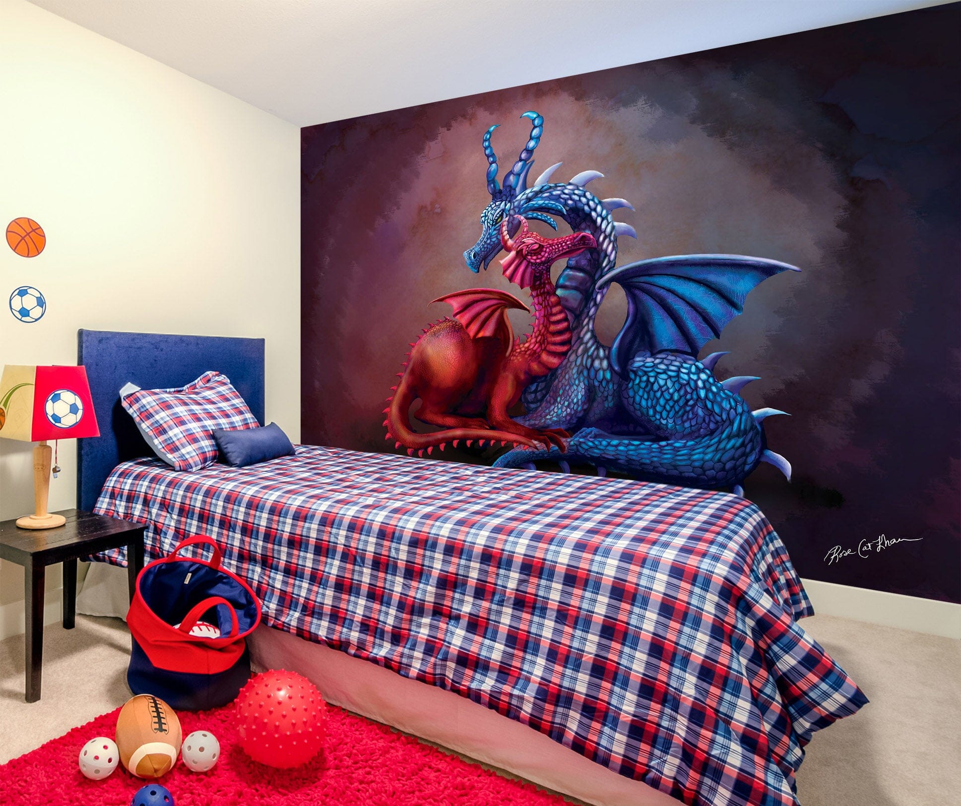 3D Two Dragons 1406 Rose Catherine Khan Wall Mural Wall Murals Wallpaper AJ Wallpaper 2 