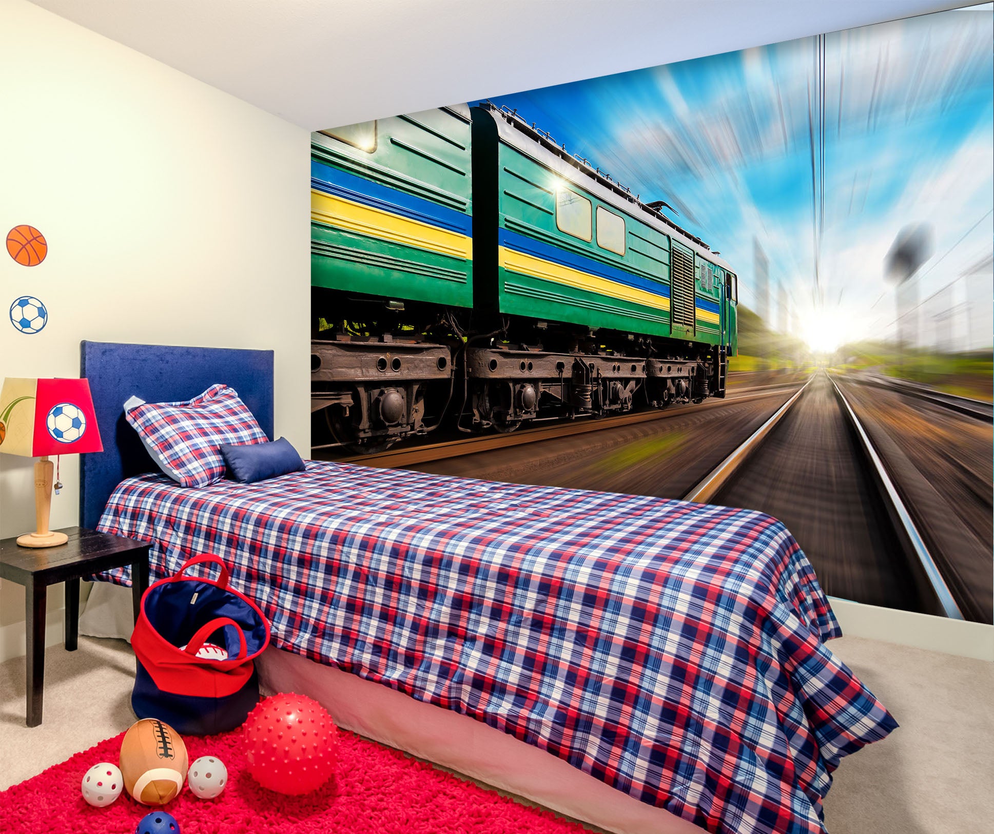 3D Green Leather Train 144 Vehicle Wall Murals