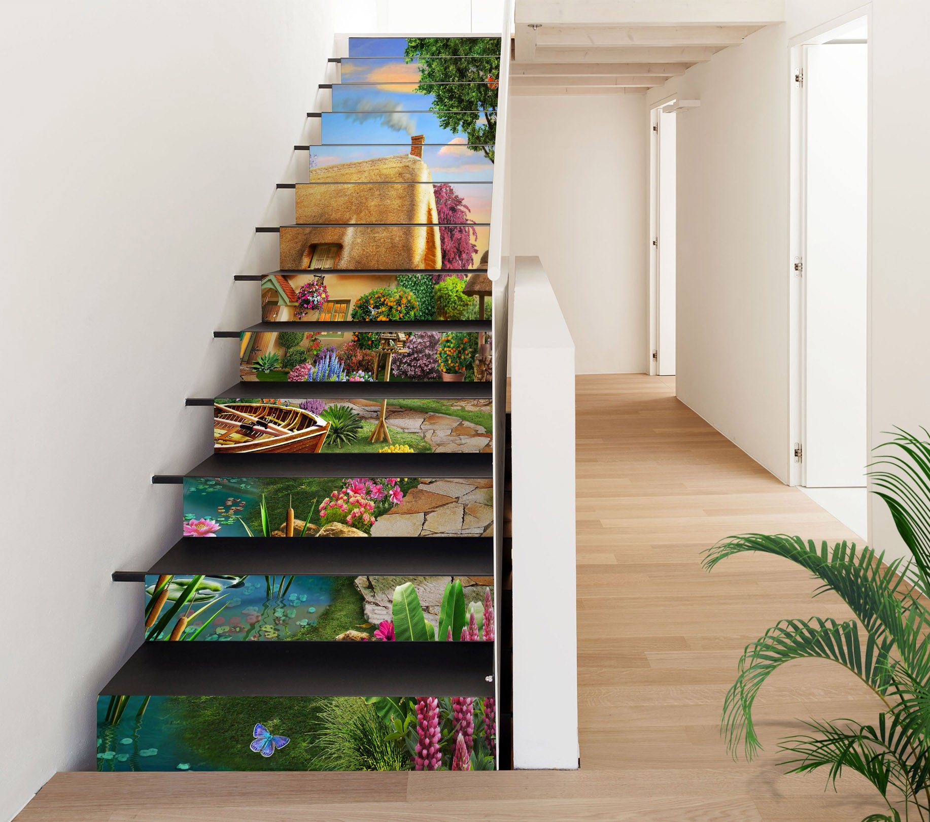 3D Lotus Pond Garden Cottage 96207 Adrian Chesterman Stair Risers