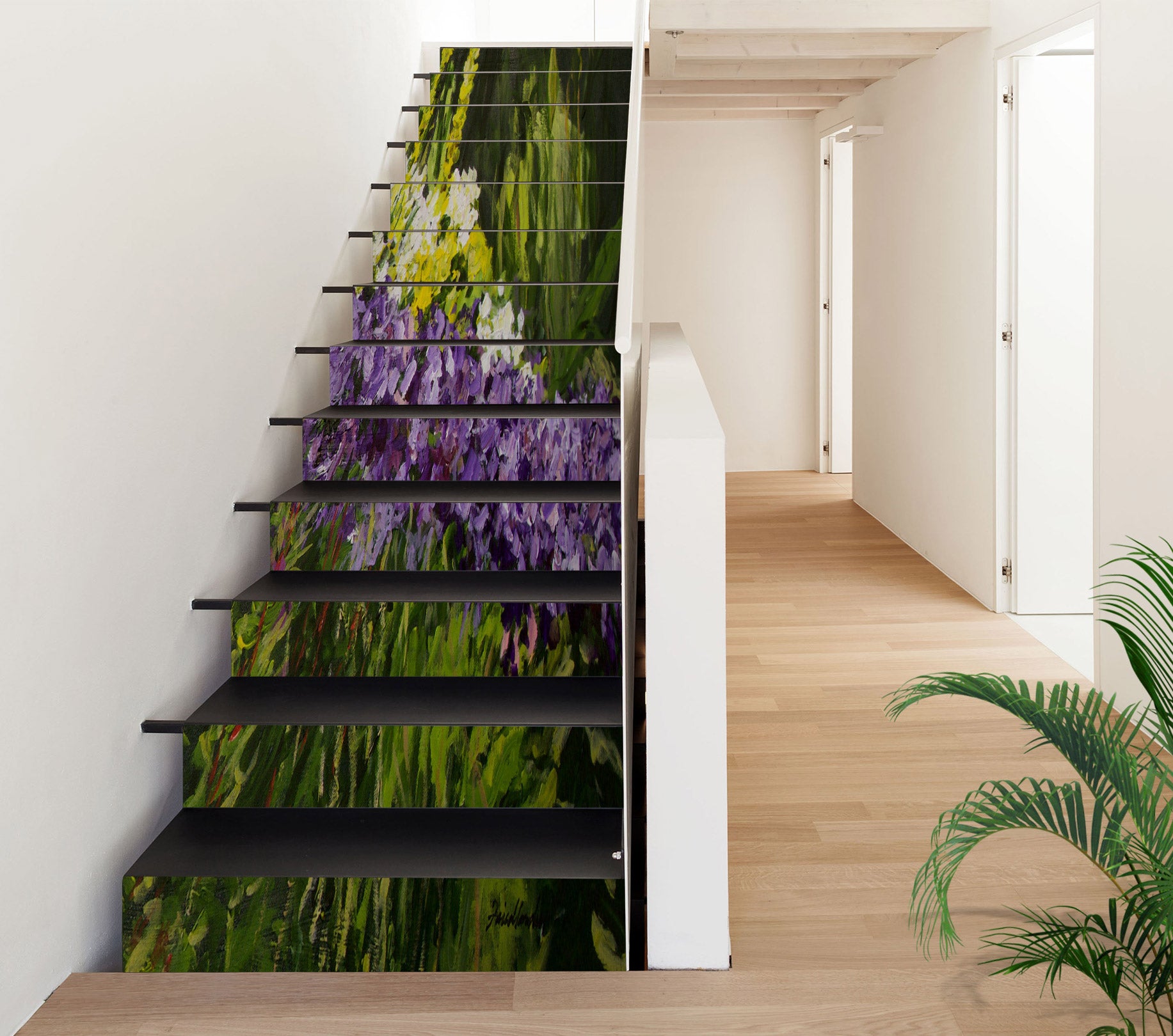 3D Purple Flower Bush Leaves 9048 Allan P. Friedlander Stair Risers