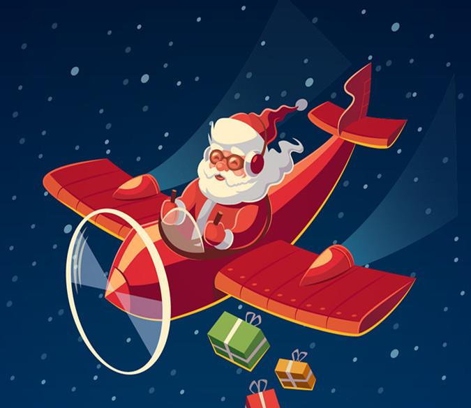 3D Father Christmas Drive Plane 872 Wallpaper AJ Wallpaper 