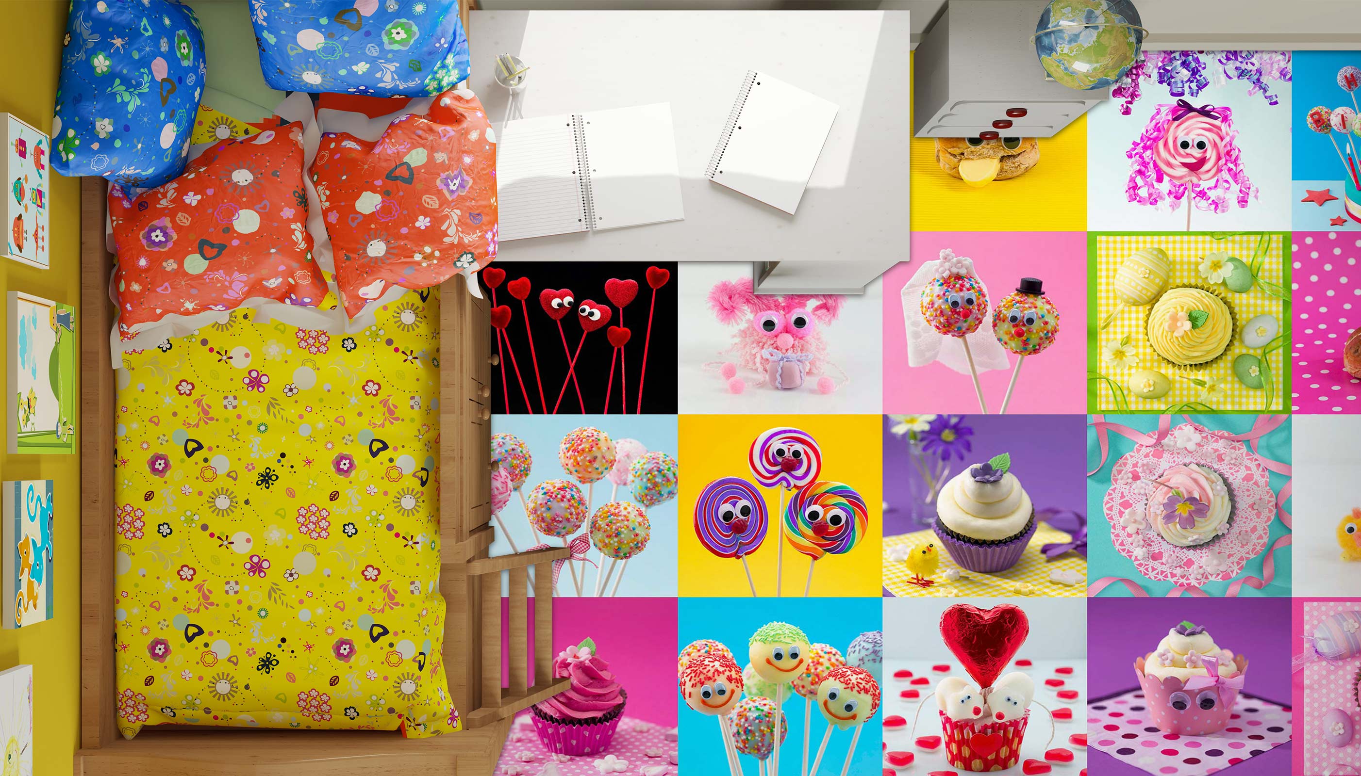 3D Cube Color Dessert 9869 Assaf Frank Floor Mural