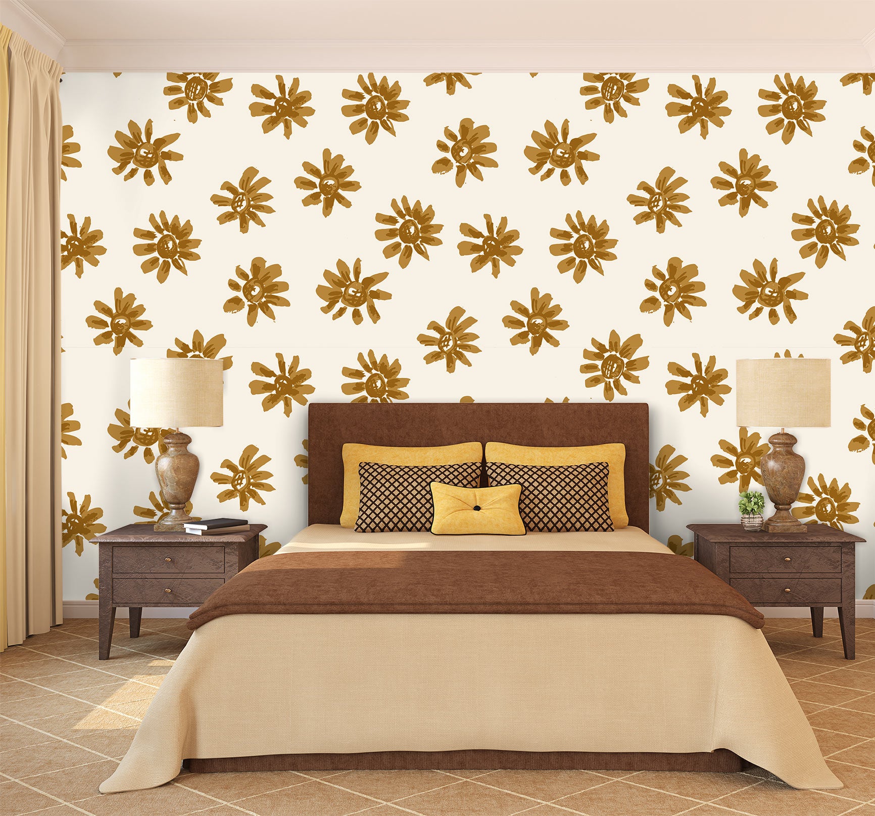 3D Brown Flowers 120105 Kashmira Jayaprakash Wall Mural Wall Murals