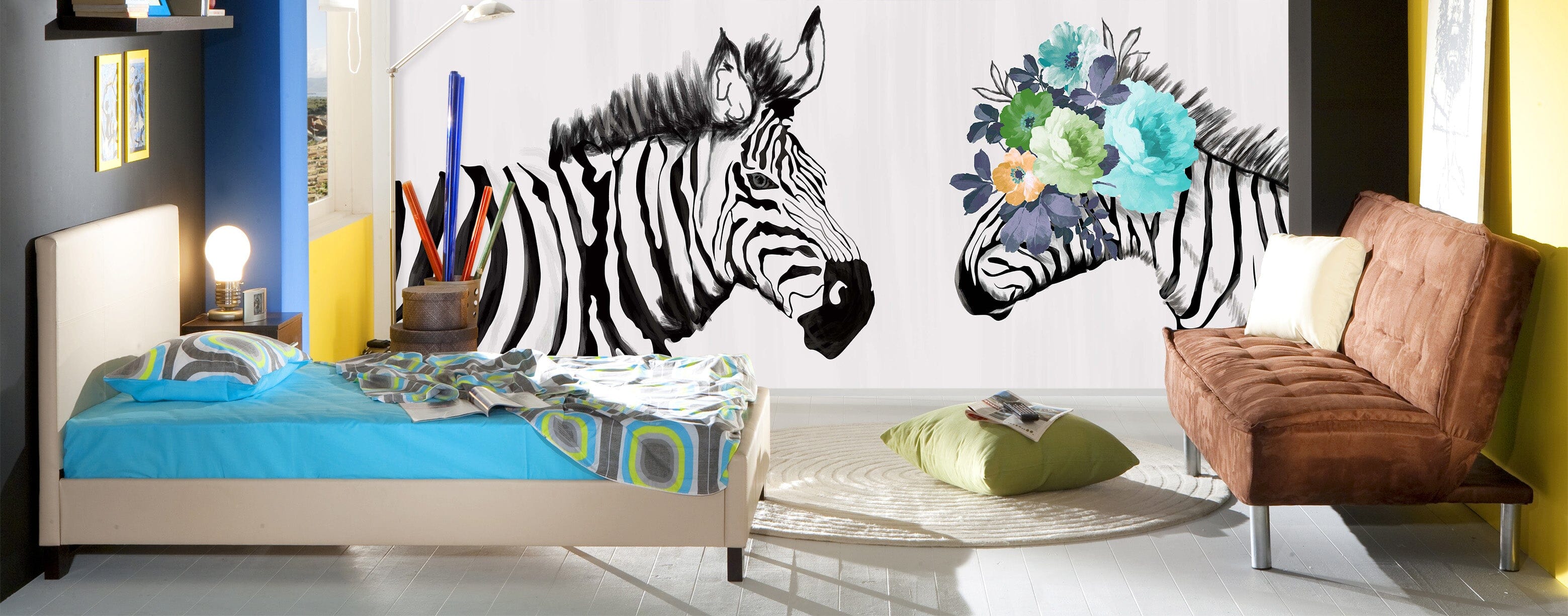 3D Flower Zebra 1641 Wall Murals Wallpaper AJ Wallpaper 2 