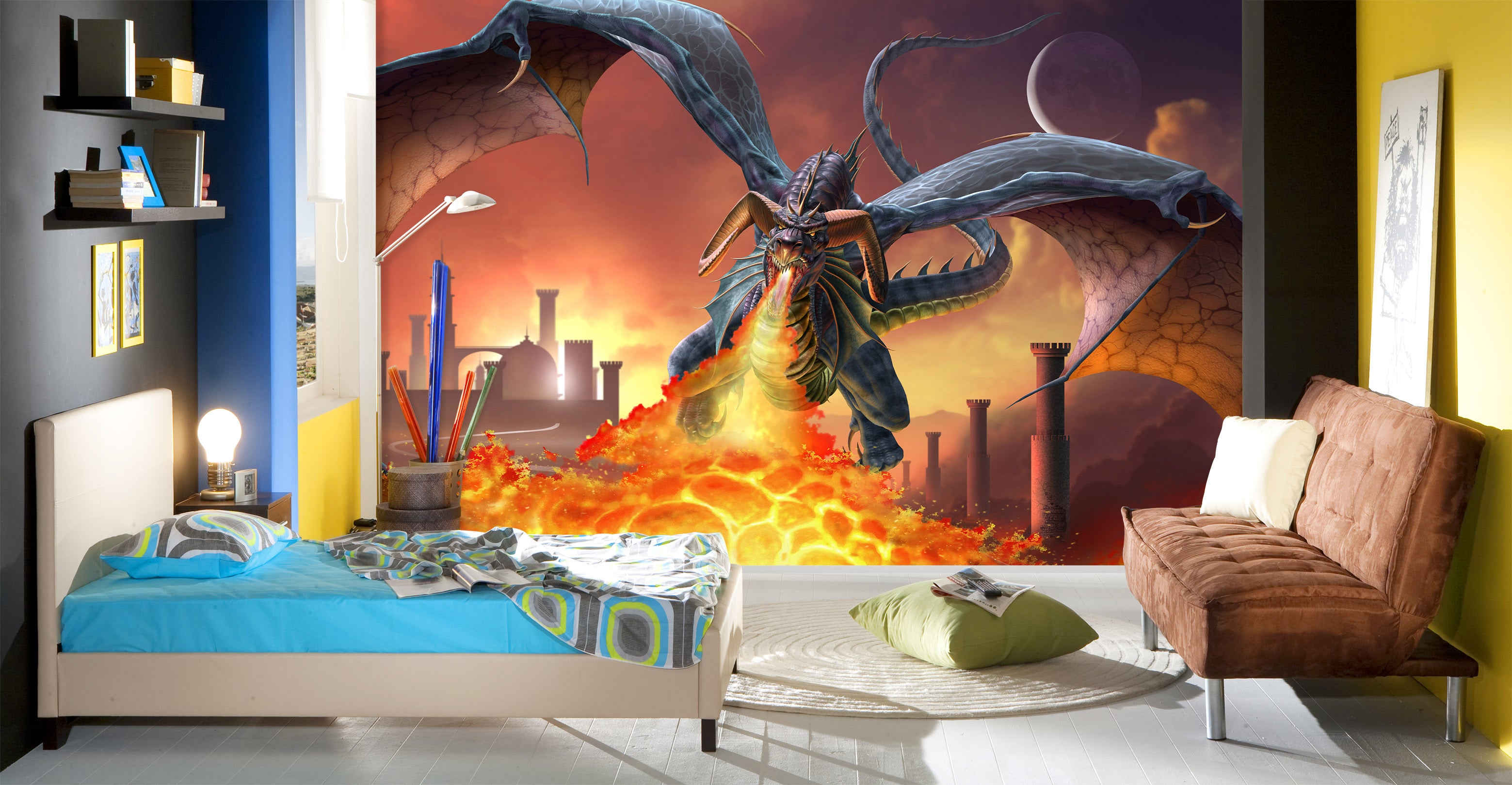 3D Flying Dragon Flame 5004 Tom Wood Wall Mural Wall Murals