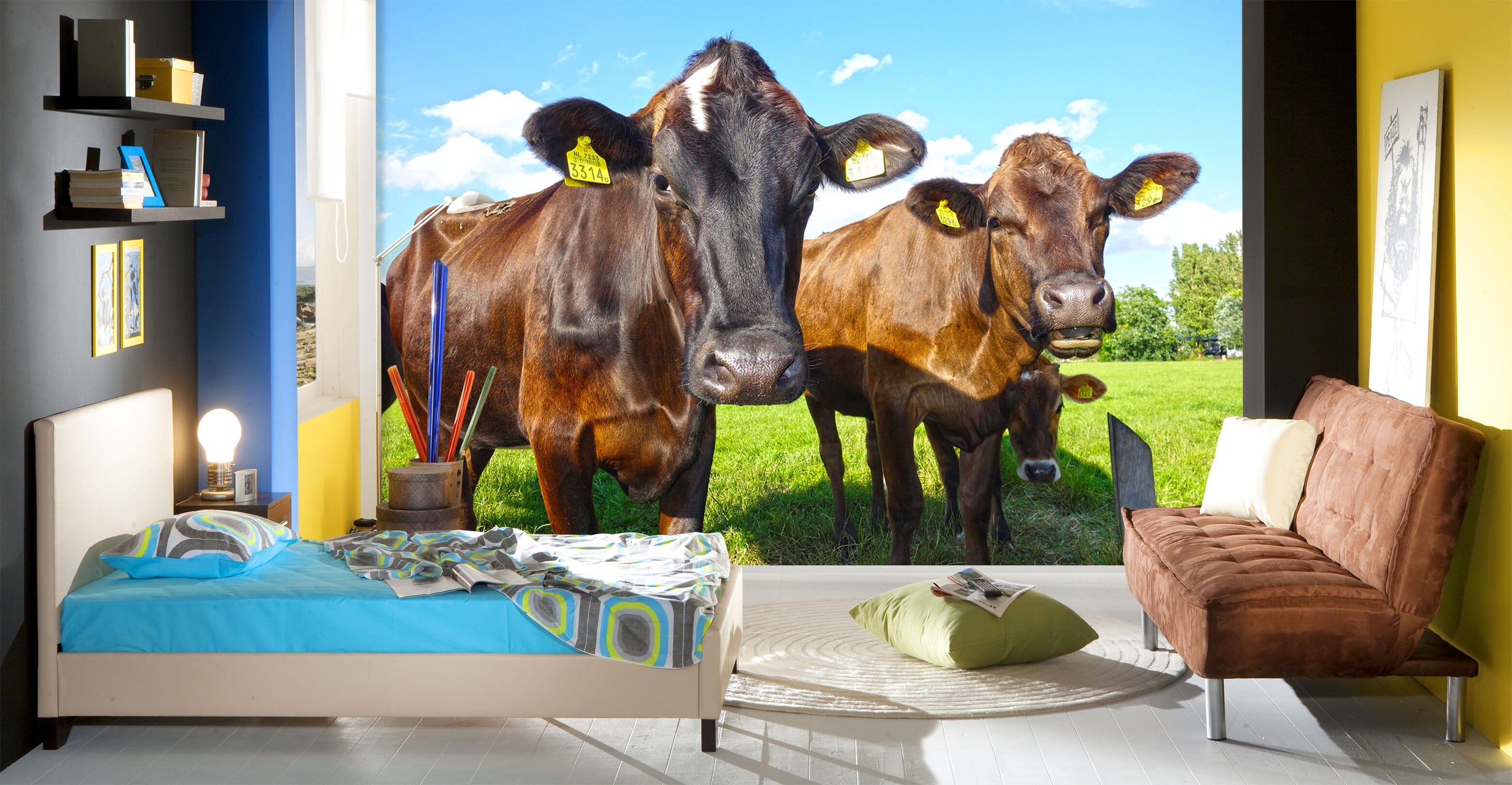 3D Brown Cow 293 Wall Murals Wallpaper AJ Wallpaper 2 