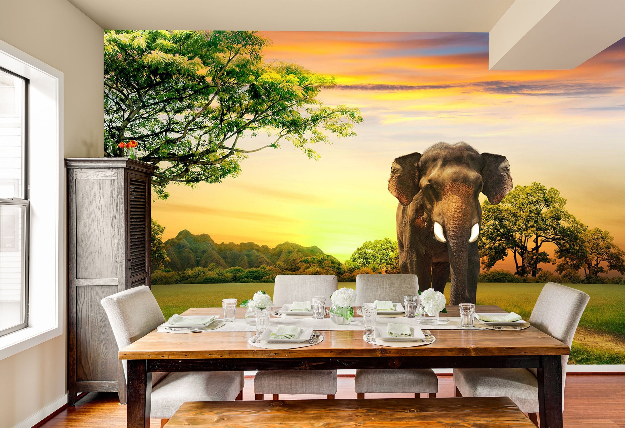 3D Lawn Elephant 340 Wall Murals Wallpaper AJ Wallpaper 2 
