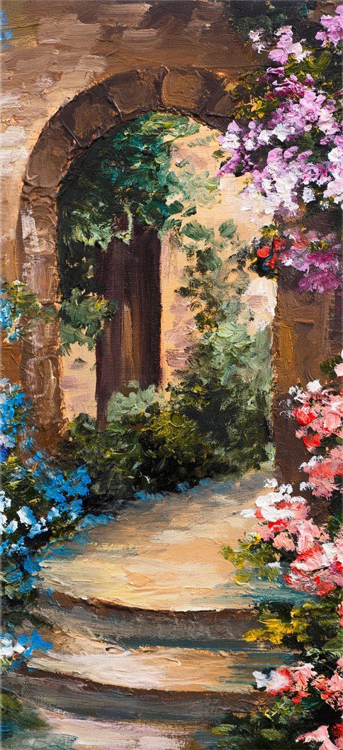 3D arch flower painting door mural Wallpaper AJ Wallpaper 