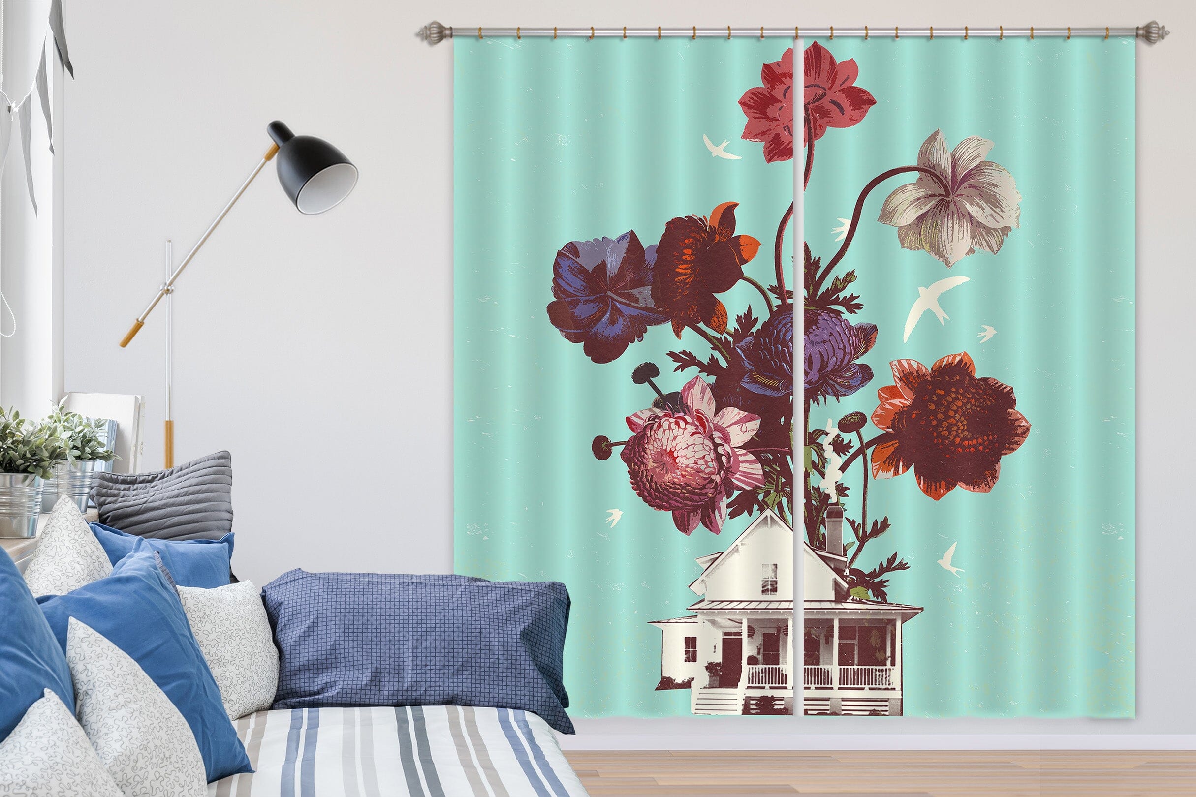 3D Flower Room 044 Showdeer Curtain Curtains Drapes Curtains AJ Creativity Home 