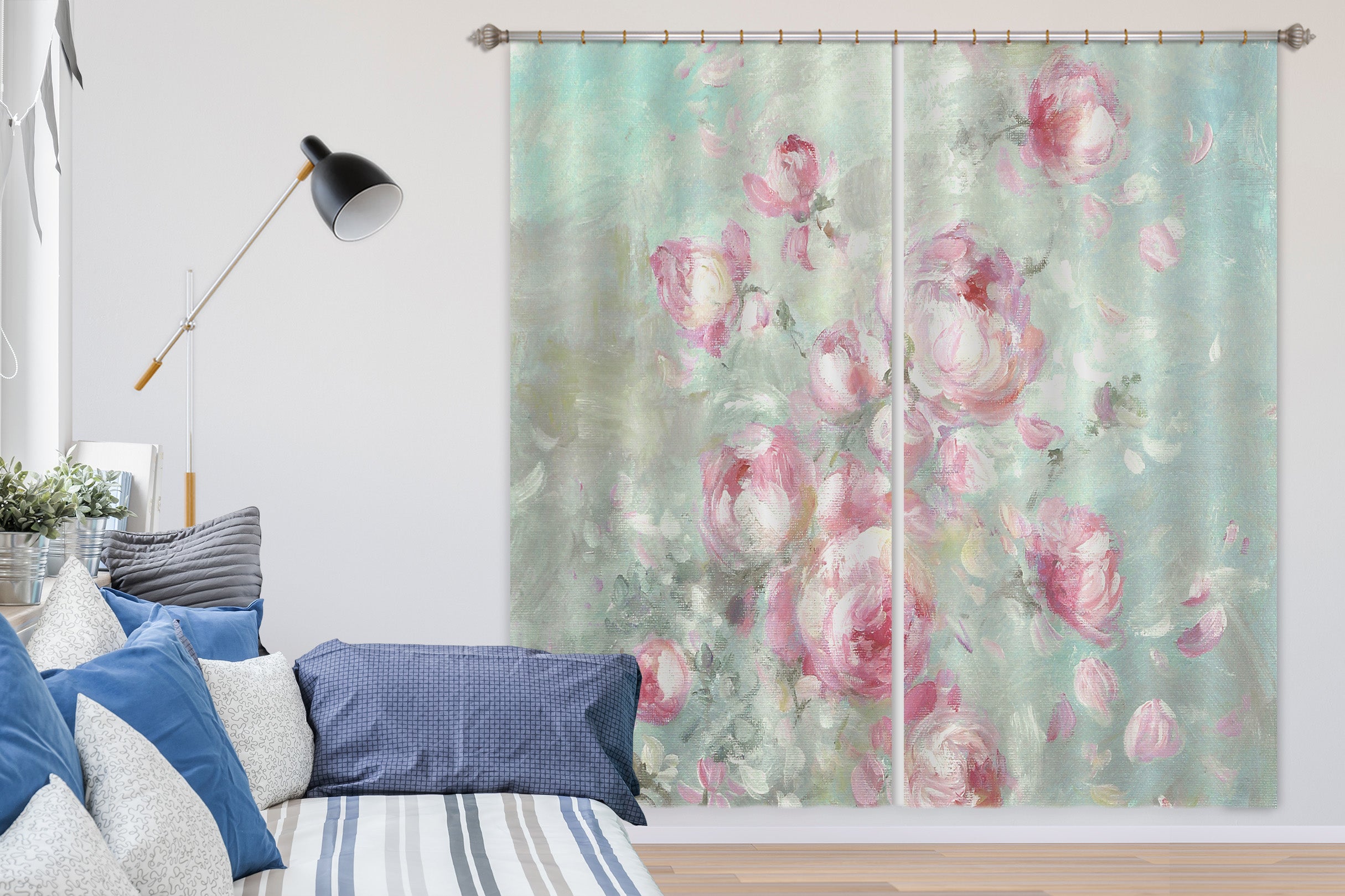 3D Pink Petals Flower Bush 3096 Debi Coules Curtain Curtains Drapes