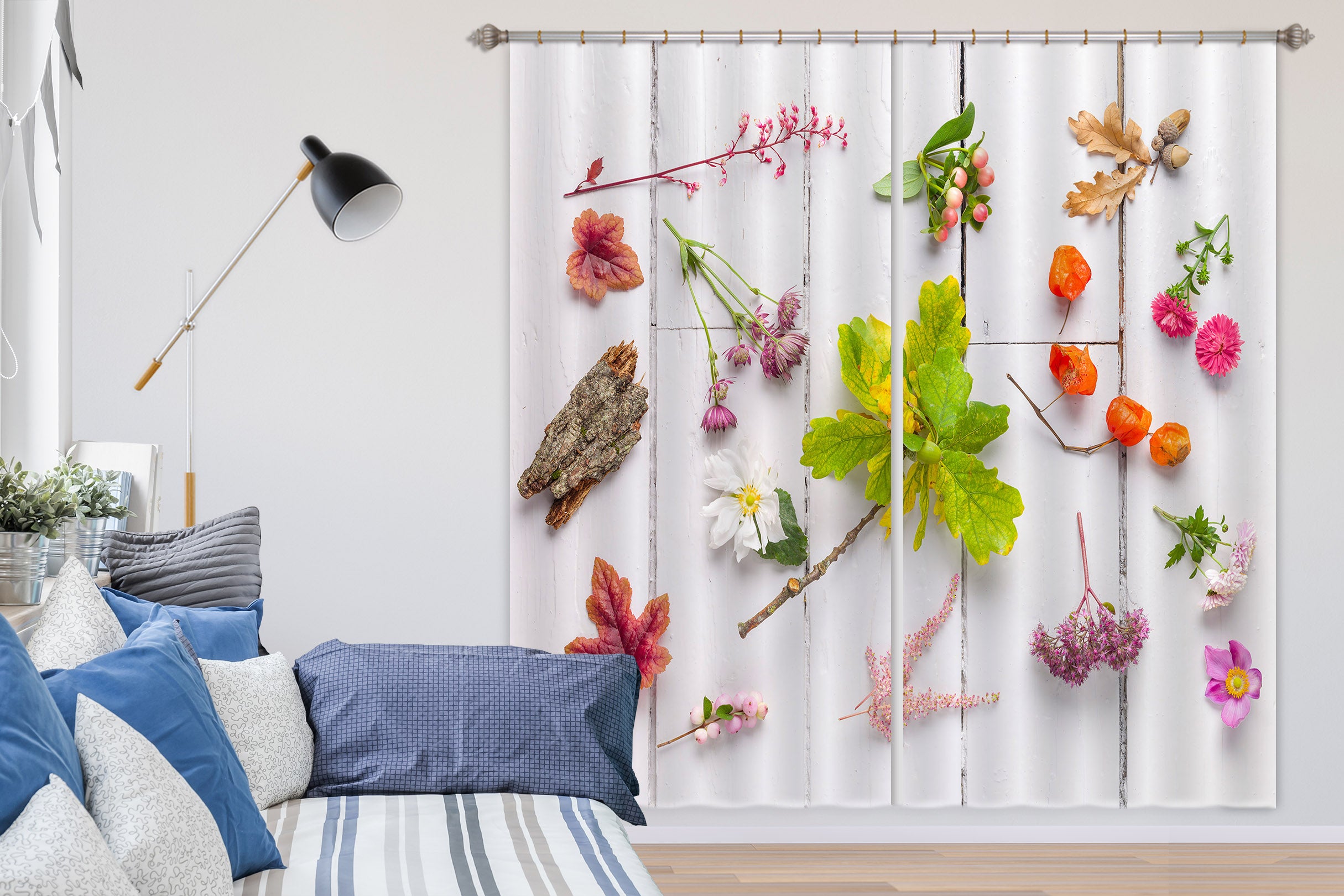 3D Red Maple Leaf 6315 Assaf Frank Curtain Curtains Drapes