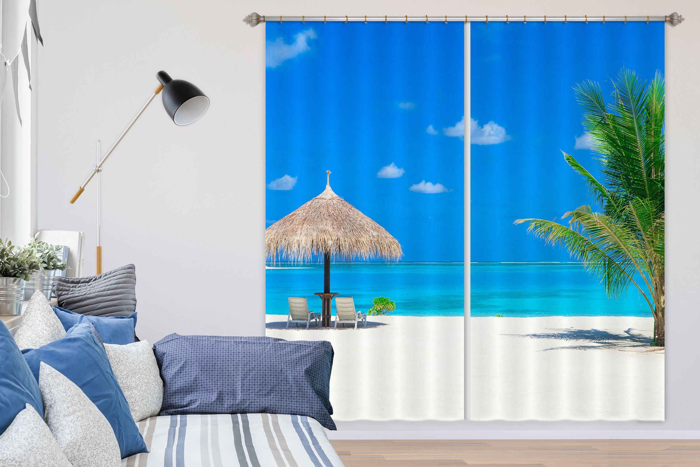 3D Beach Shack 819 Curtains Drapes Wallpaper AJ Wallpaper 