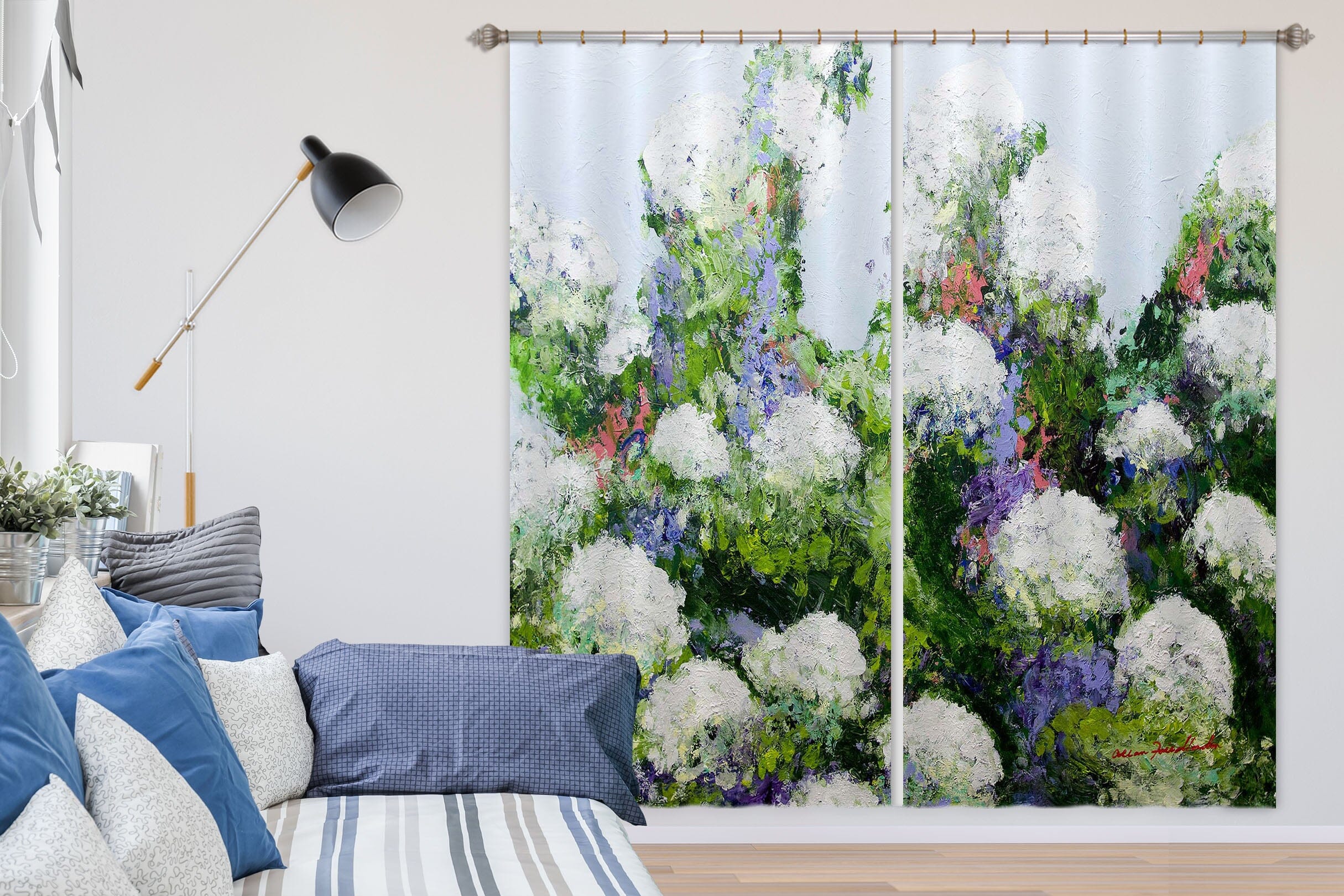 3D White Flowers 267 Allan P. Friedlander Curtain Curtains Drapes Curtains AJ Creativity Home 