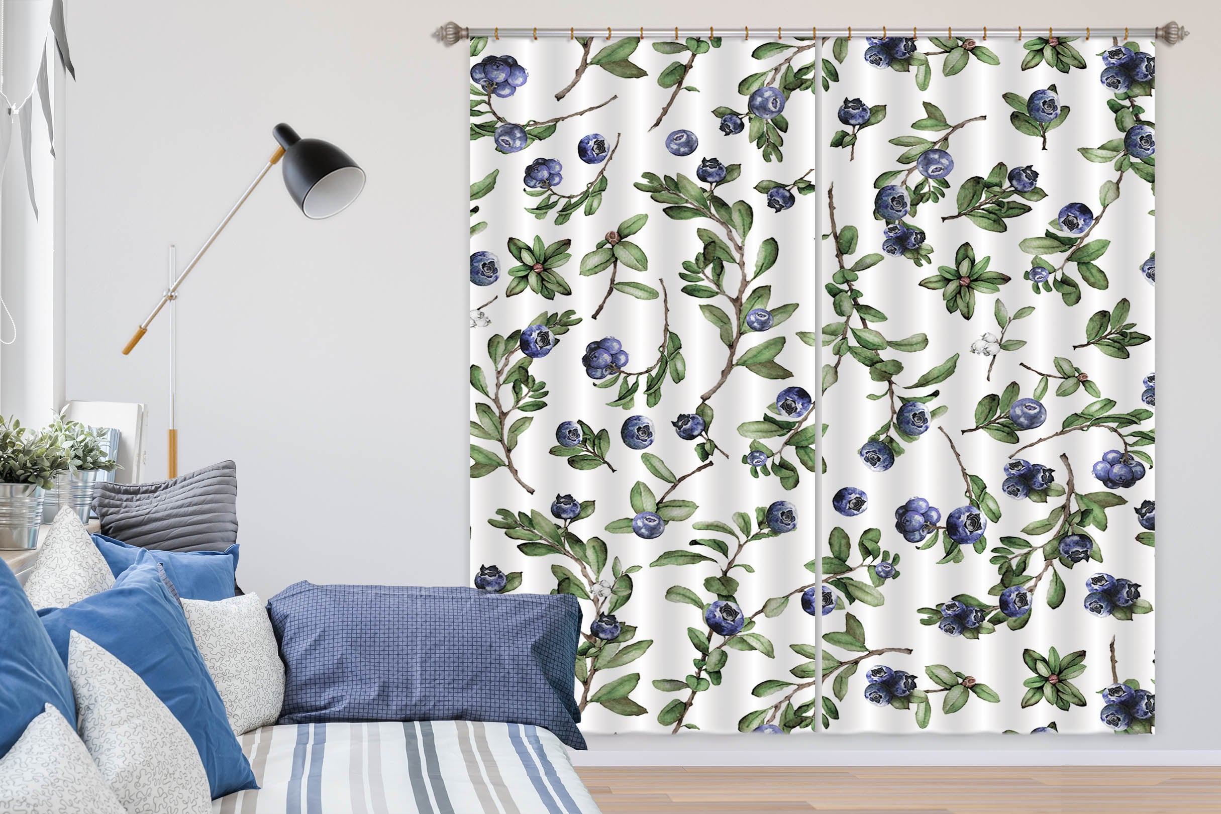 3D Blueberry Leaves 269 Uta Naumann Curtain Curtains Drapes