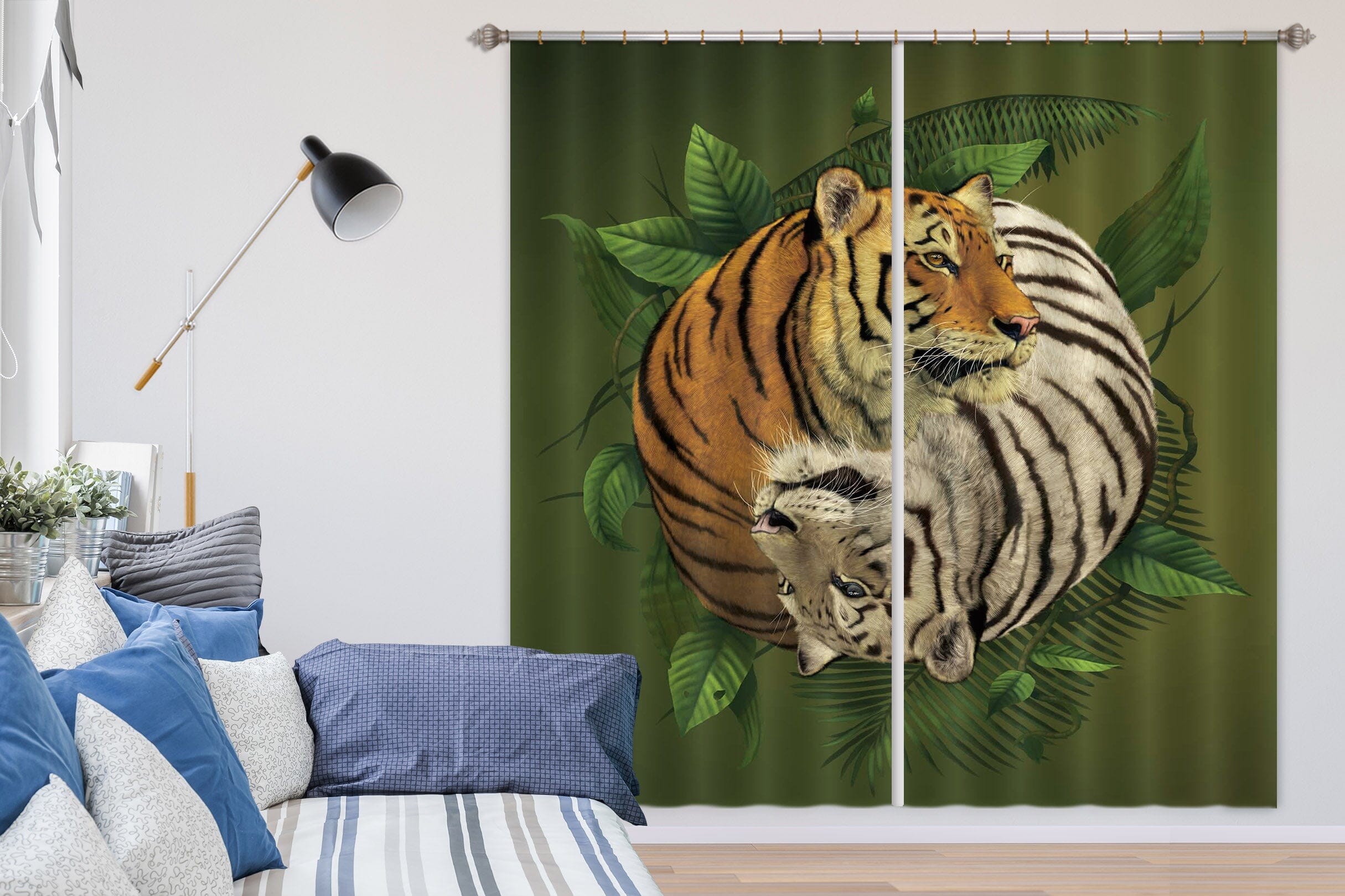 3D Tiger Yin Yang 080 Vincent Hie Curtain Curtains Drapes Curtains AJ Creativity Home 