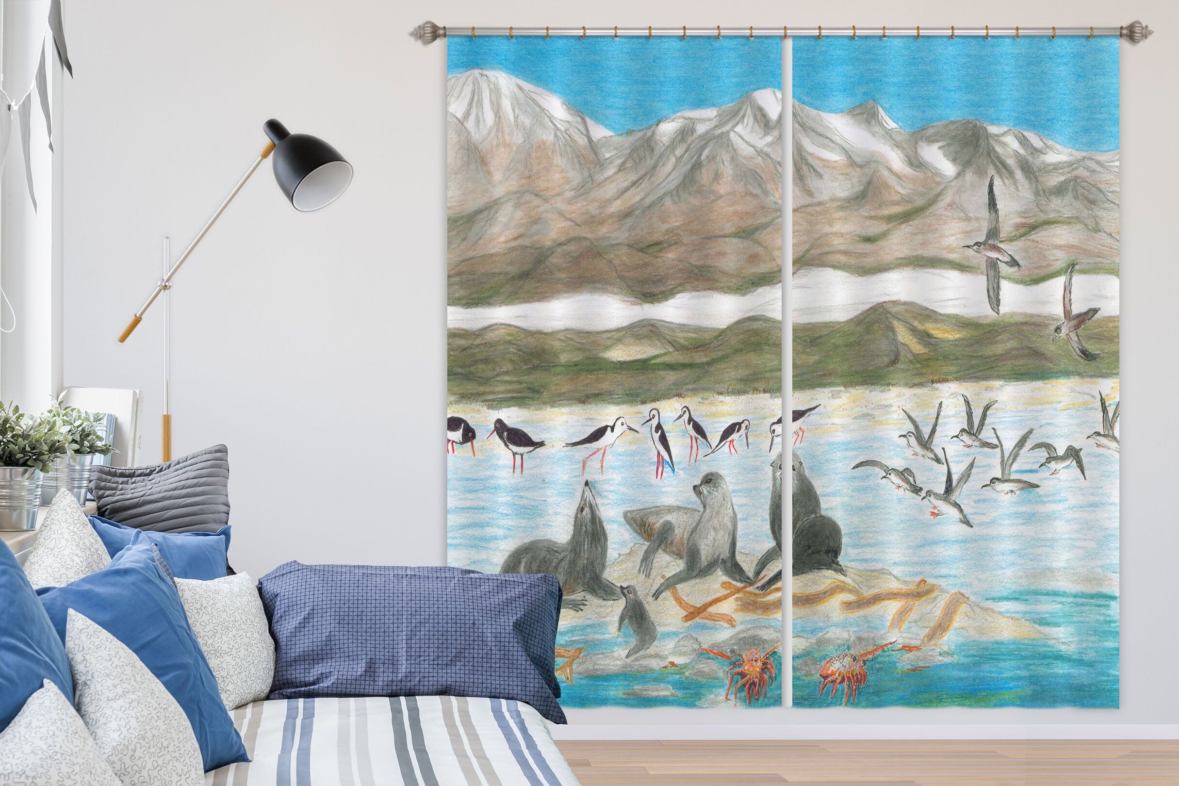 3D Arctic Sea Lion 047 Michael Sewell Curtain Curtains Drapes Curtains AJ Creativity Home 