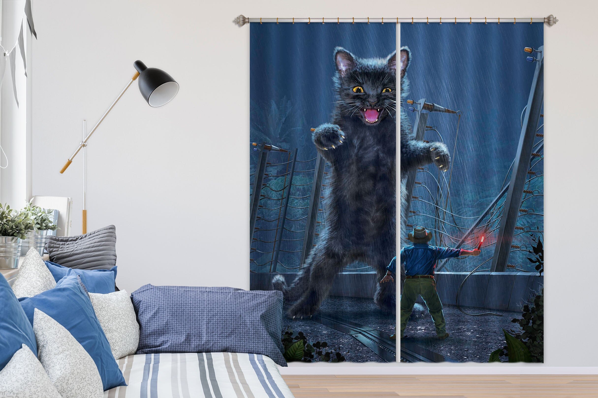 3D Jurassic Kitty 047 Vincent Hie Curtain Curtains Drapes Curtains AJ Creativity Home 