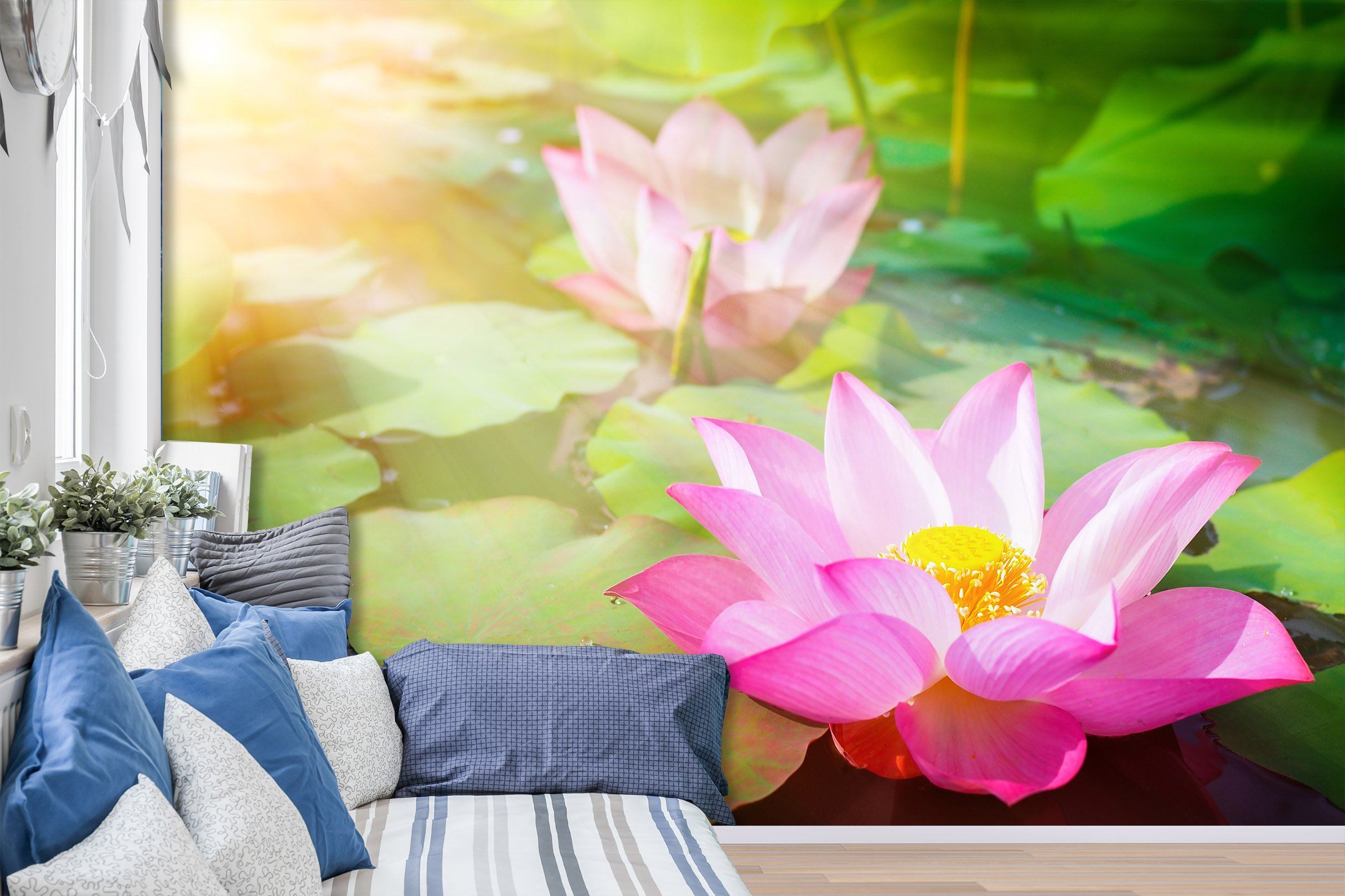 3D Beautiful Pink Lotus 32 Wall Murals Wallpaper AJ Wallpaper 2 