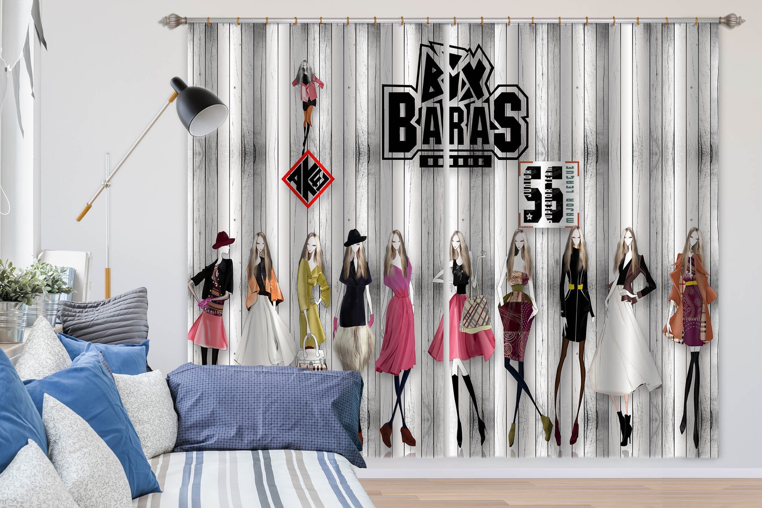 3D Fashion Girl 725 Curtains Drapes Wallpaper AJ Wallpaper 