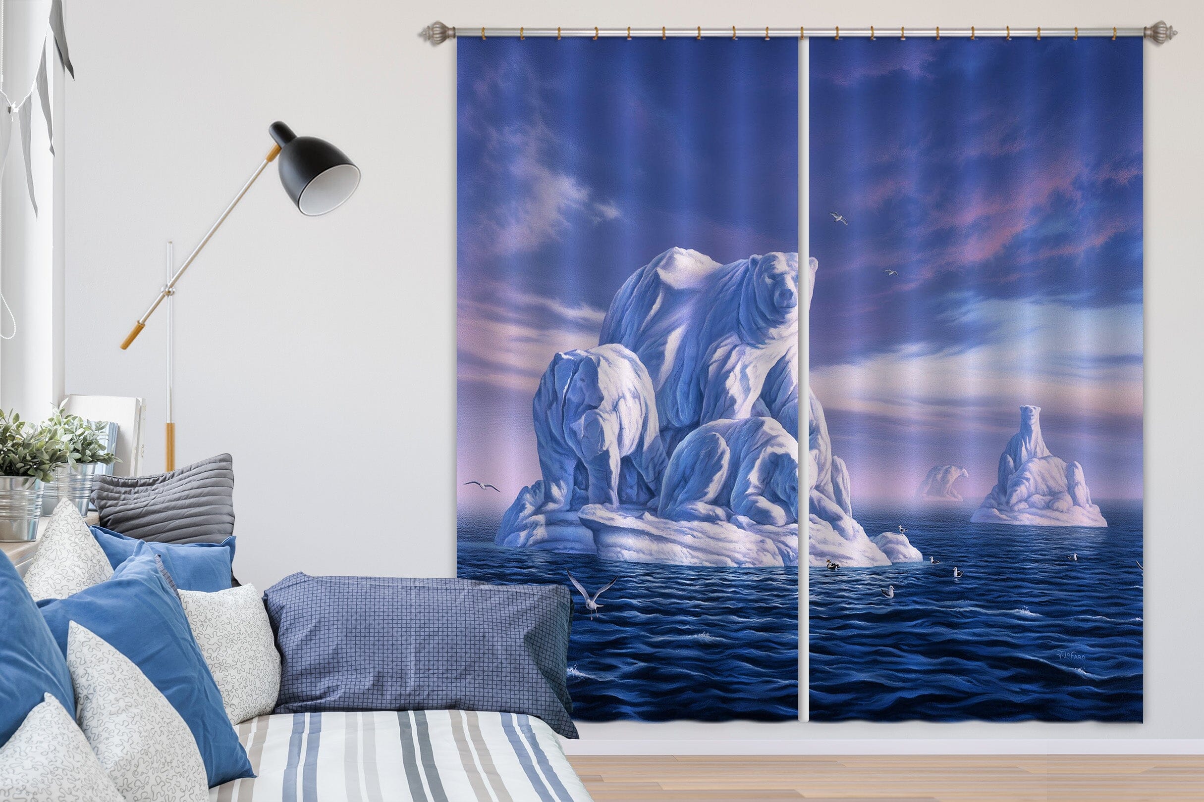 3D Polar Bear 068 Jerry LoFaro Curtain Curtains Drapes Curtains AJ Creativity Home 