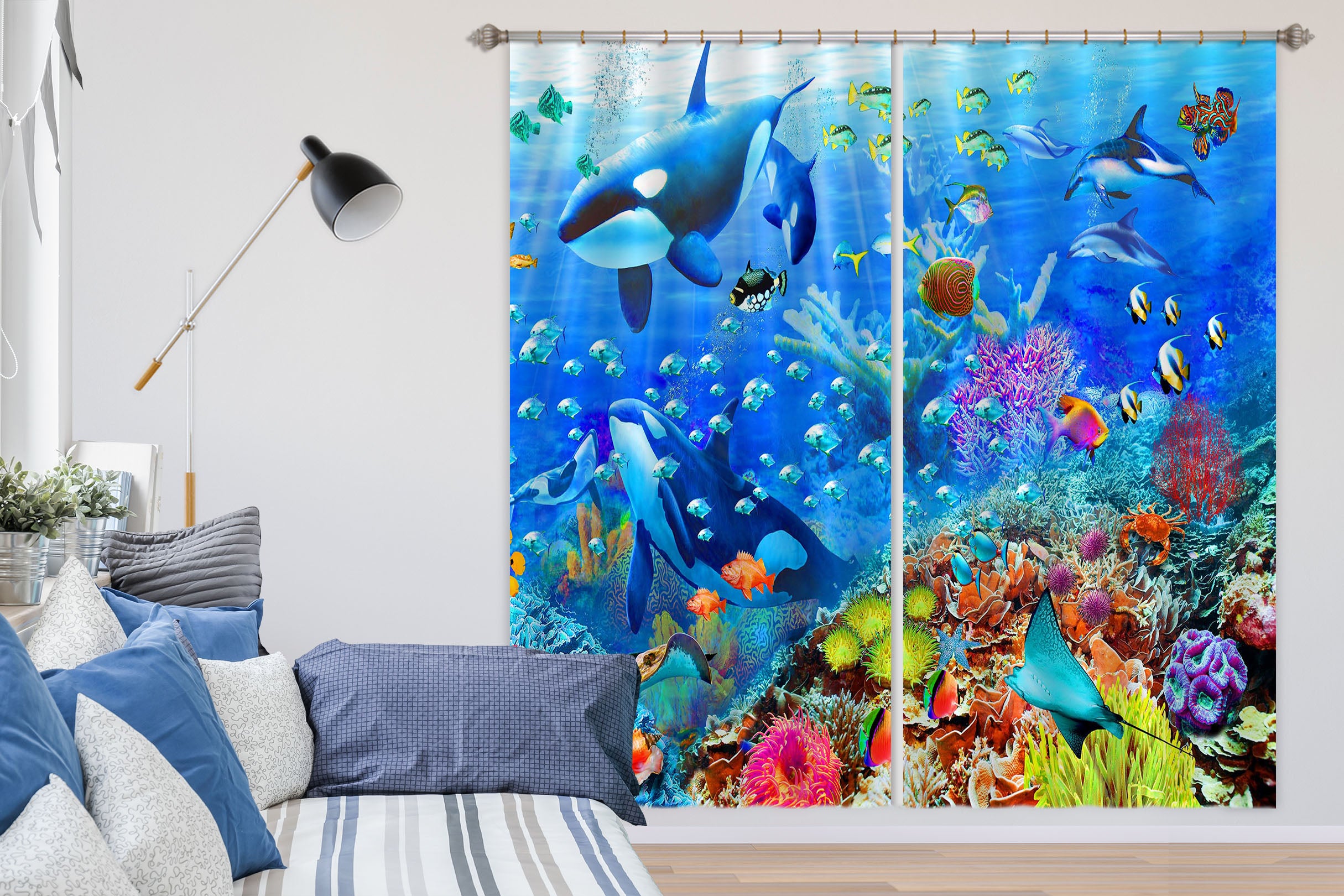 3D Cute Fish 051 Adrian Chesterman Curtain Curtains Drapes