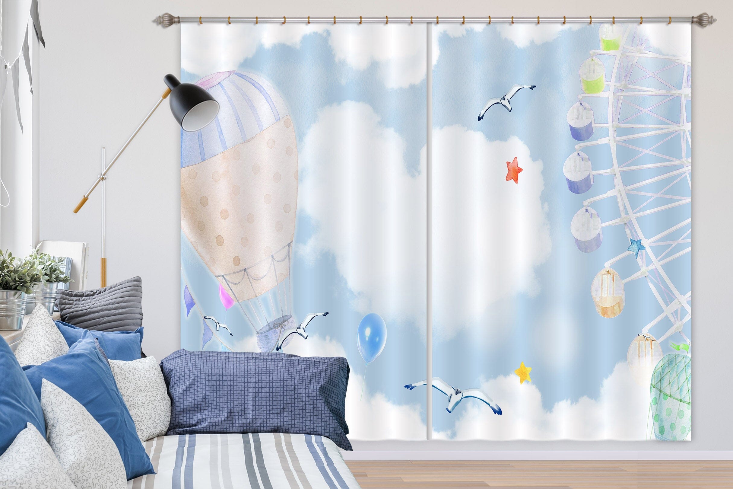 3D Color Ferris Wheel 746 Curtains Drapes Wallpaper AJ Wallpaper 