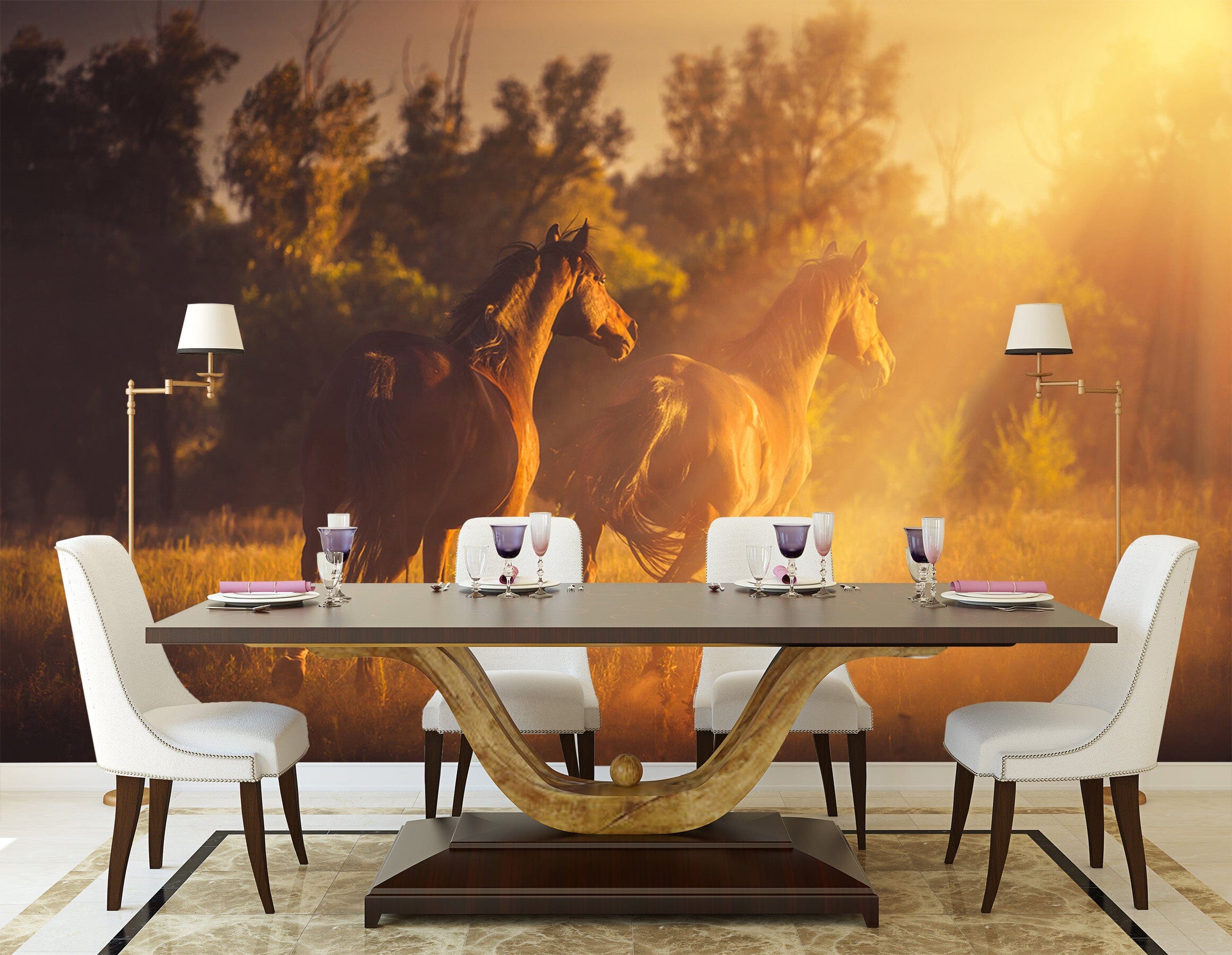3D Dusk Horse Herd 108 Wall Murals Wallpaper AJ Wallpaper 2 