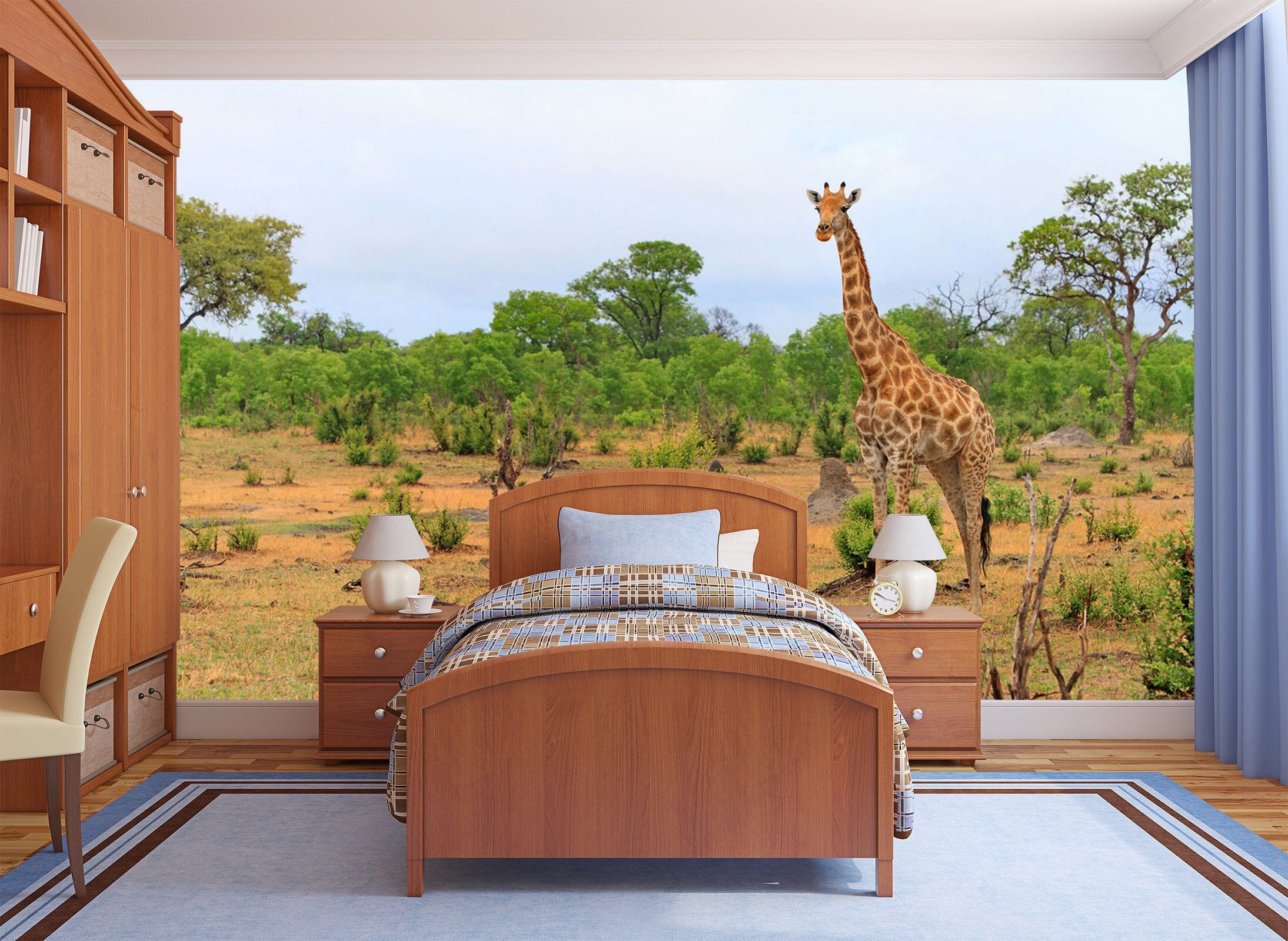 3D Giraffe Grassland 345 Wall Murals Wallpaper AJ Wallpaper 2 