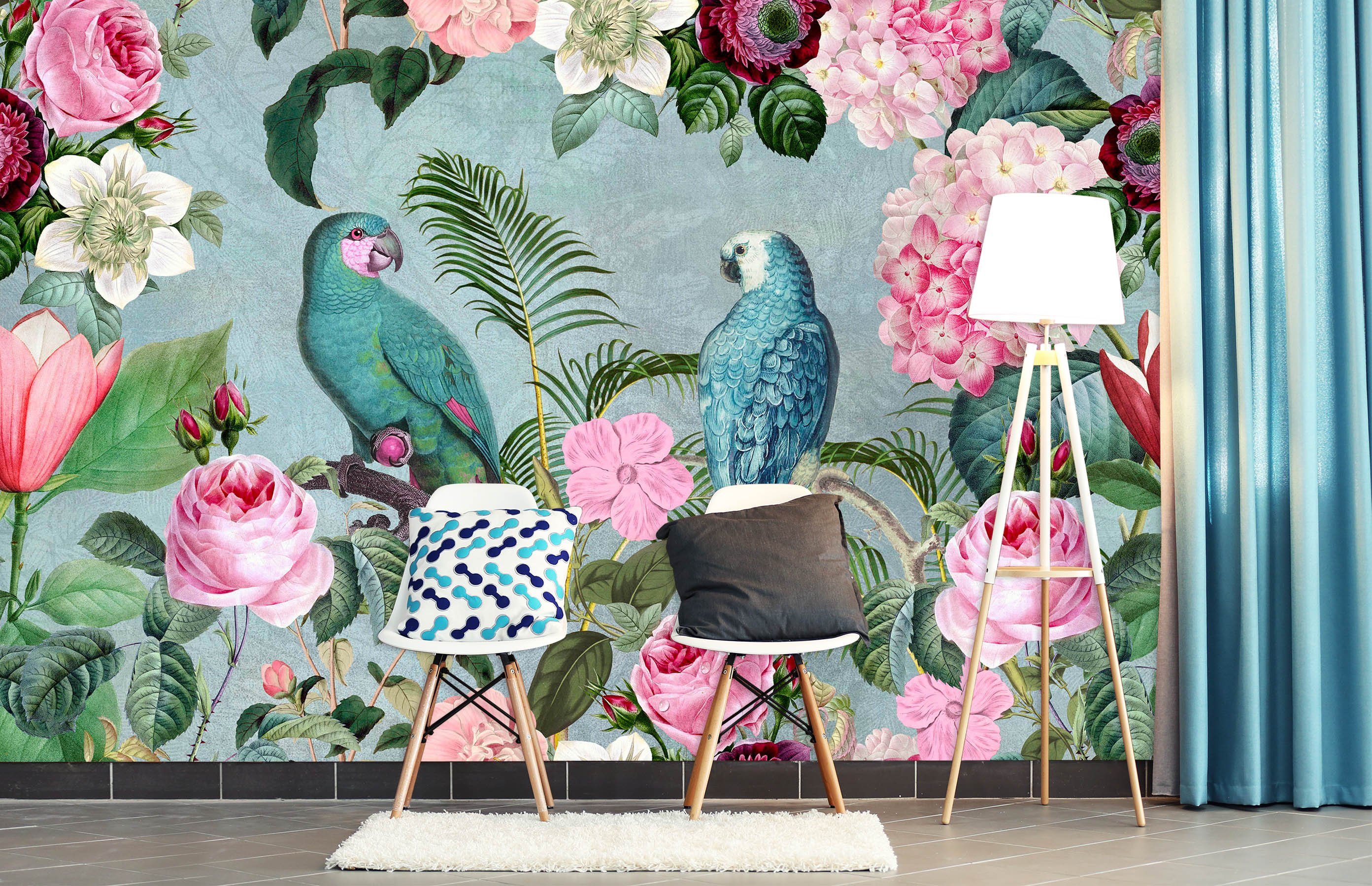 3D Bird Flowers 1420 Andrea haase Wall Mural Wall Murals Wallpaper AJ Wallpaper 2 